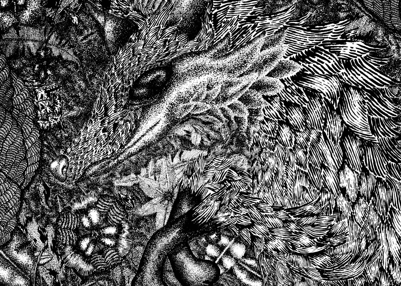 Spanning over the course of 4 years, this project was finally completed in 2024. The original hand drawing took over 100 hours to render, and consists of varying stippling and brush techniques, inked as a 14"x20" image. This piece conveys the struggle and acceptance of hardships, our fox-like creature lays on the forest floor amongst snares, floral and fungi. This 13"x19" print is produced in house on acid free, 280gsm, medium-texture, heavyweight fine art paper with a 1/2" white border. Open Edition, Signed & Authenticating stamp on back. *FREE SHIPPING for US Customers*-SHIPPED ROLLED IN TUBE- *frame not included*