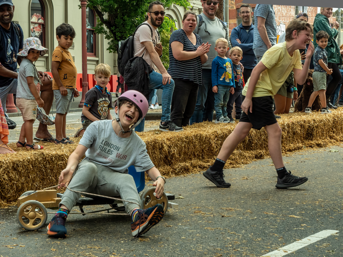 A woman picking up a brochure