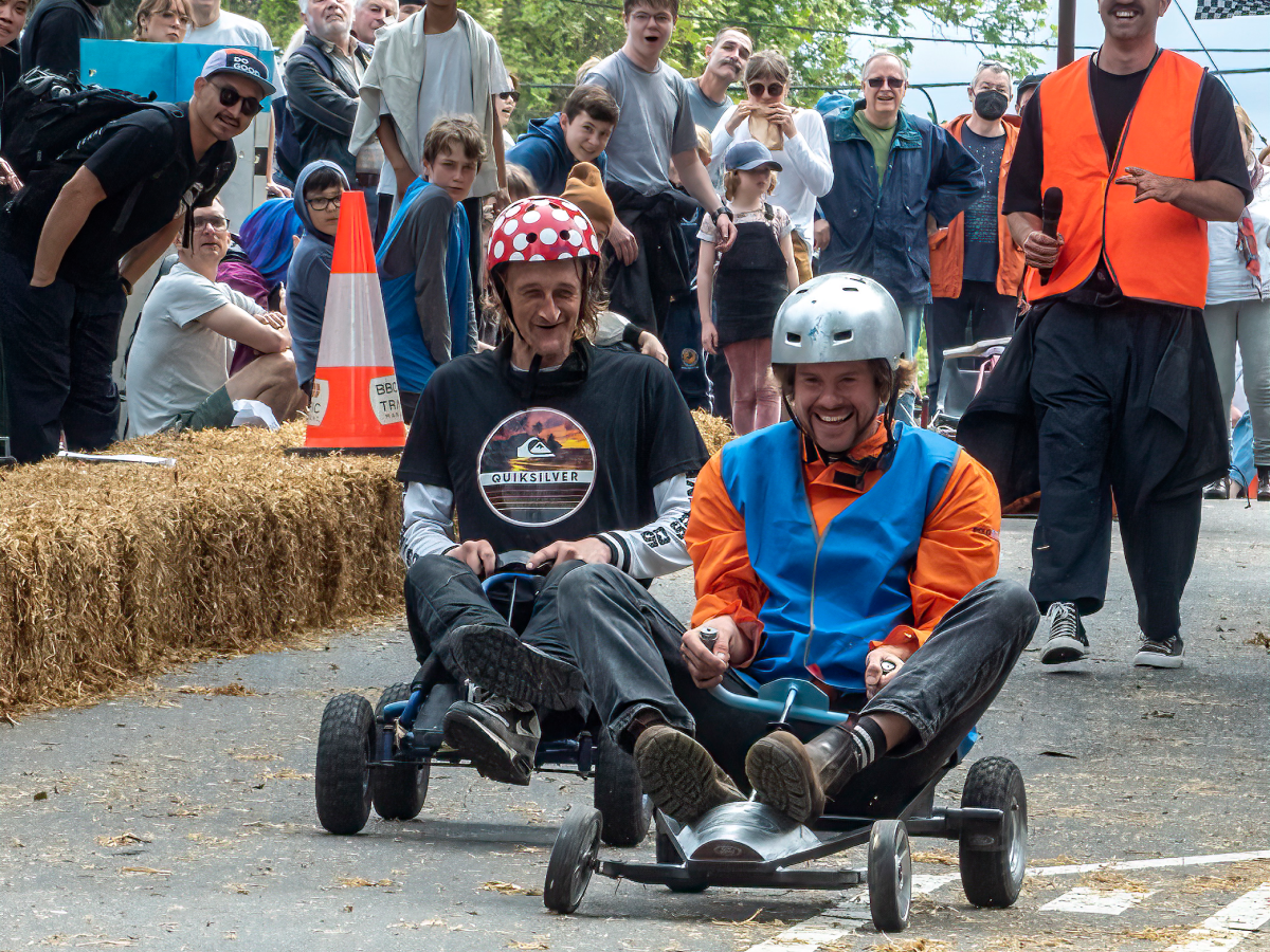 A woman picking up a brochure