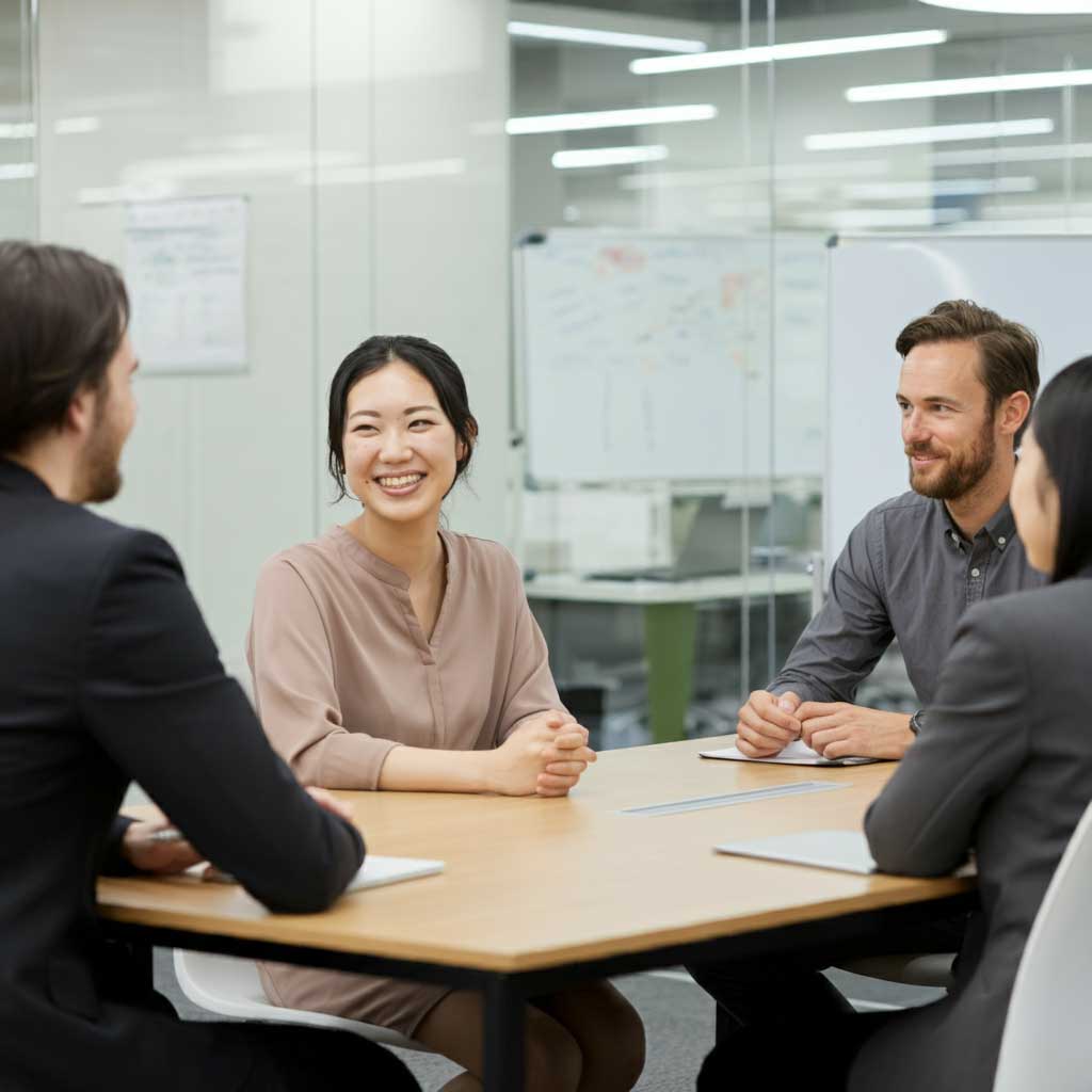 Interns at their internship in Tokyo