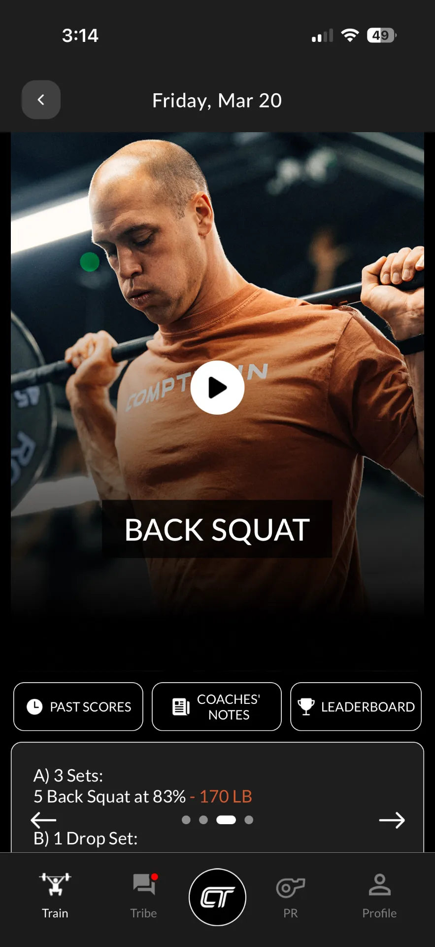 A current CompTrain workout with planned strength training