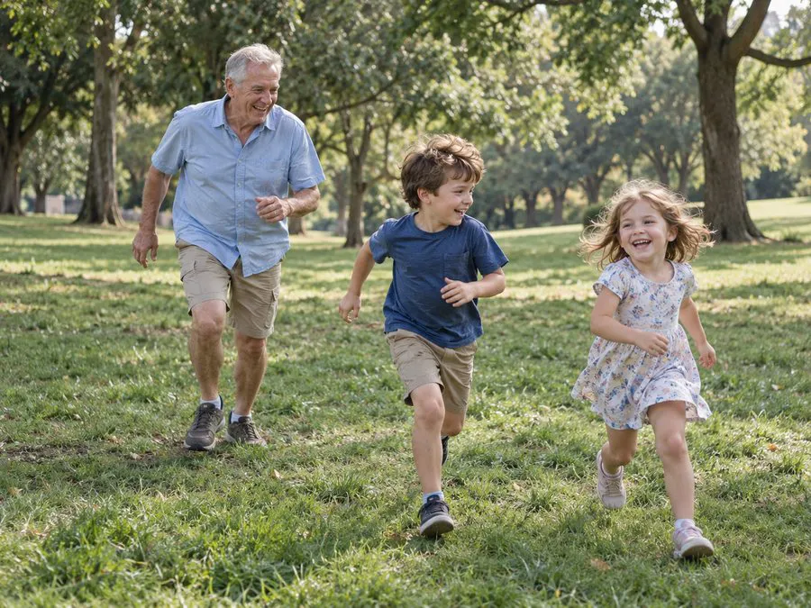 CompTrain member playing outdoors with family