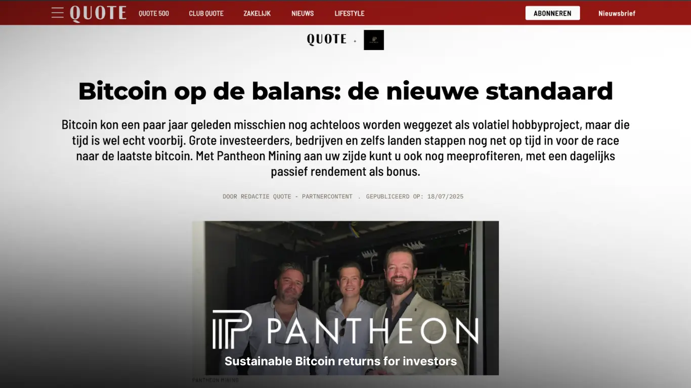 Pantheon Mining team featured in Quote article on Bitcoin as the new standard.