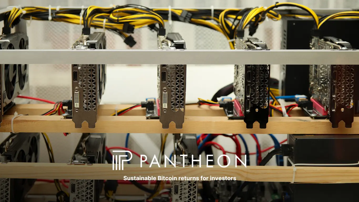 Bitcoin mining rigs with Pantheon branding