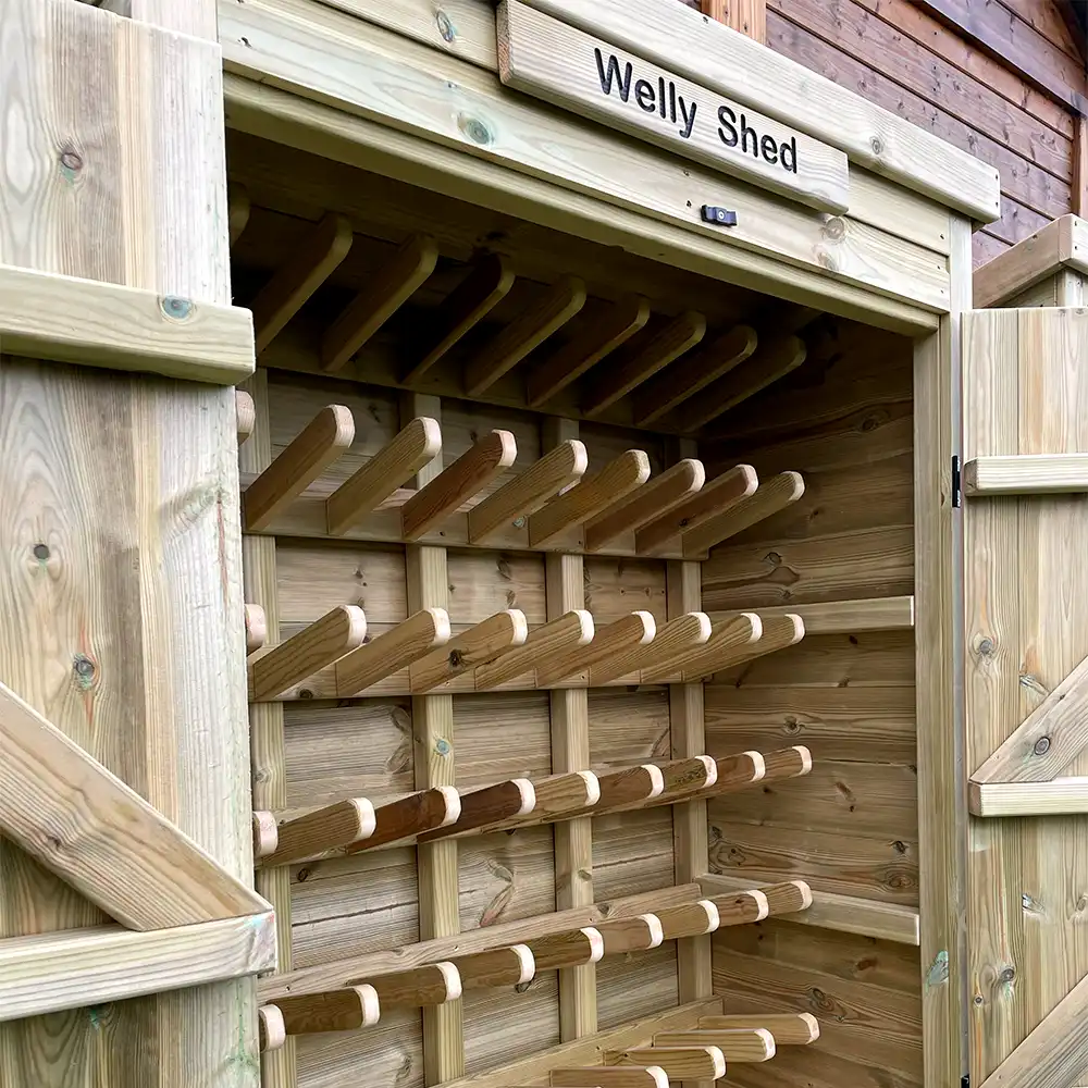 A bespoke outdoor Welly Shed created by Replay Direct