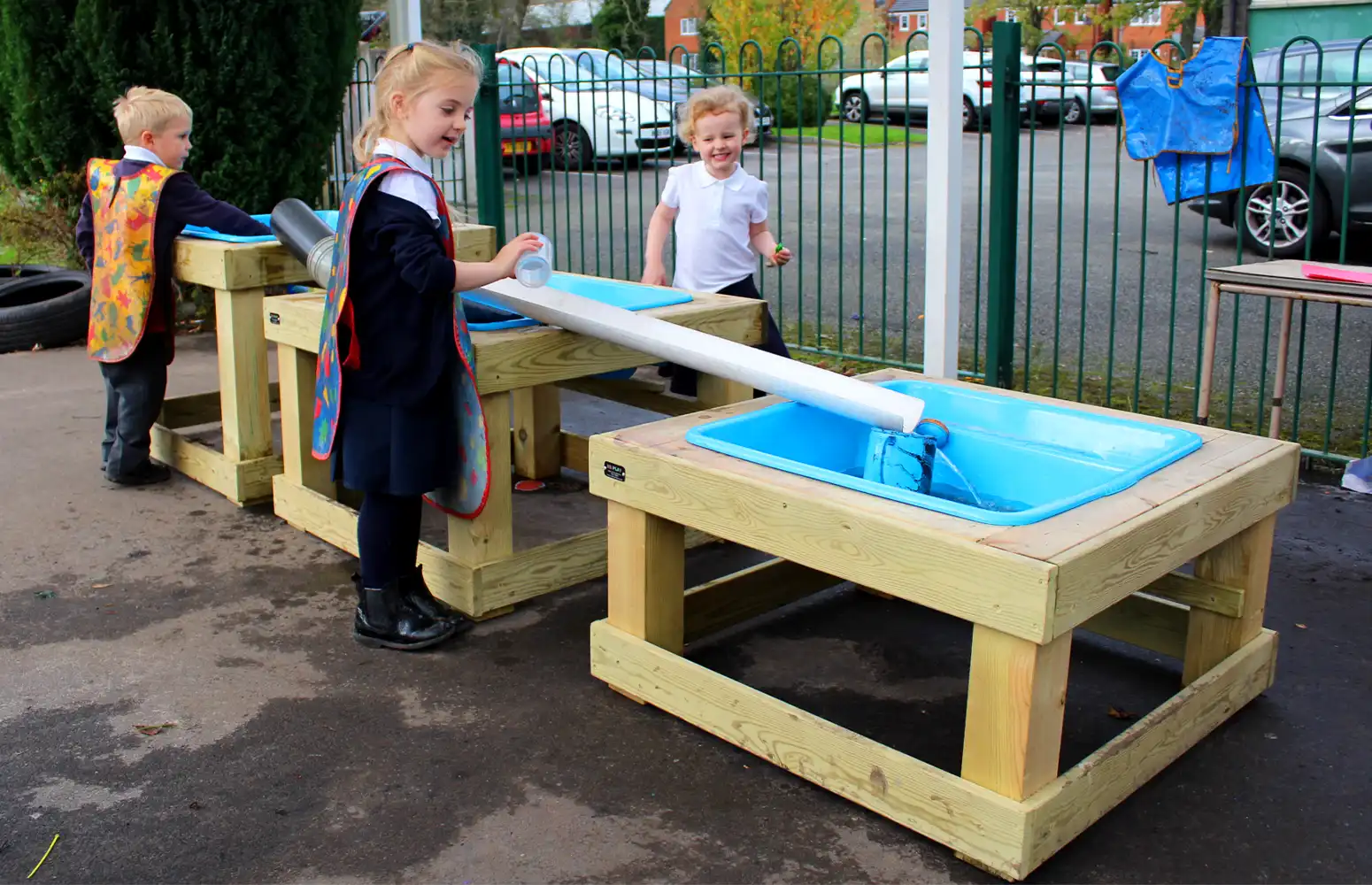 Children playing with the Aquaduct Three Tier