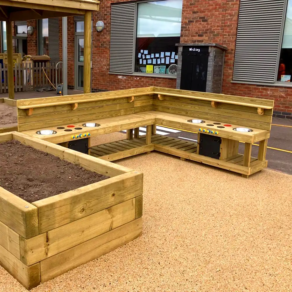 Large Corner Mud Kitchen in an outdoor area