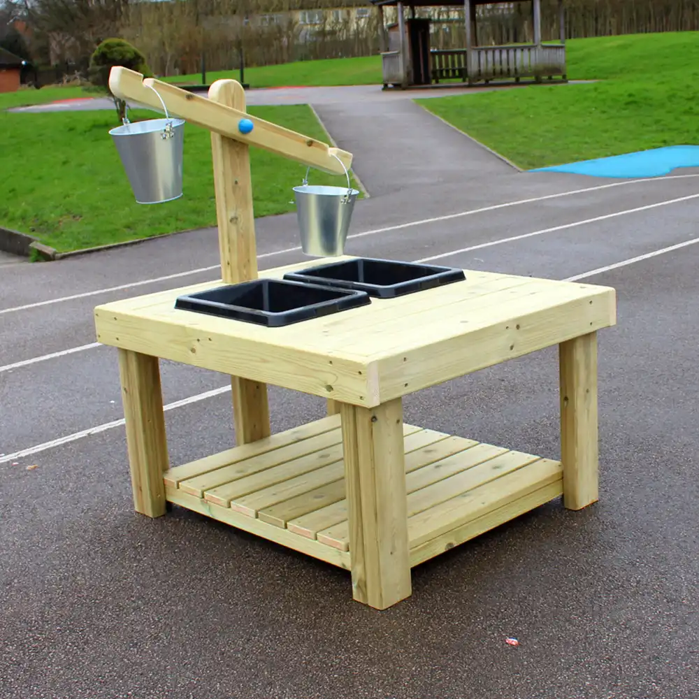 Our Weights and Scales Table in a school playground