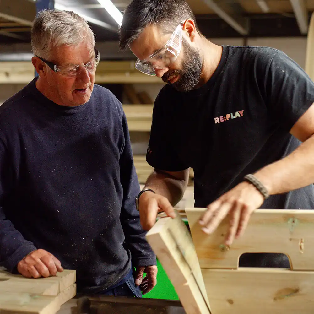 Our Warehouse Manager guiding our Warehouse Assistant on creating products