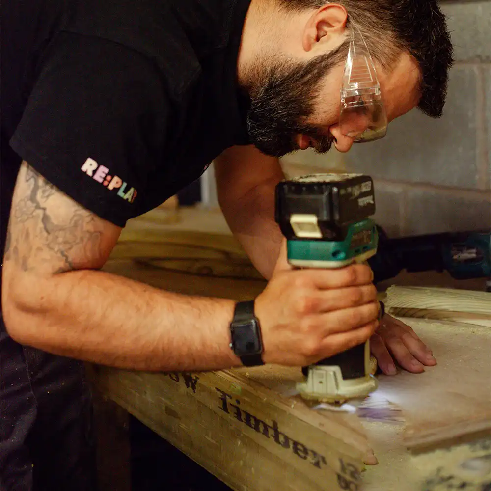 Our Warehouse Manager preparing material for manufacture