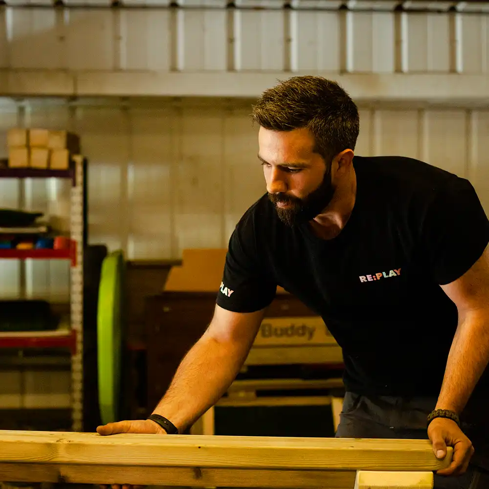 Professionally packing playground equipment ready to be dispatched