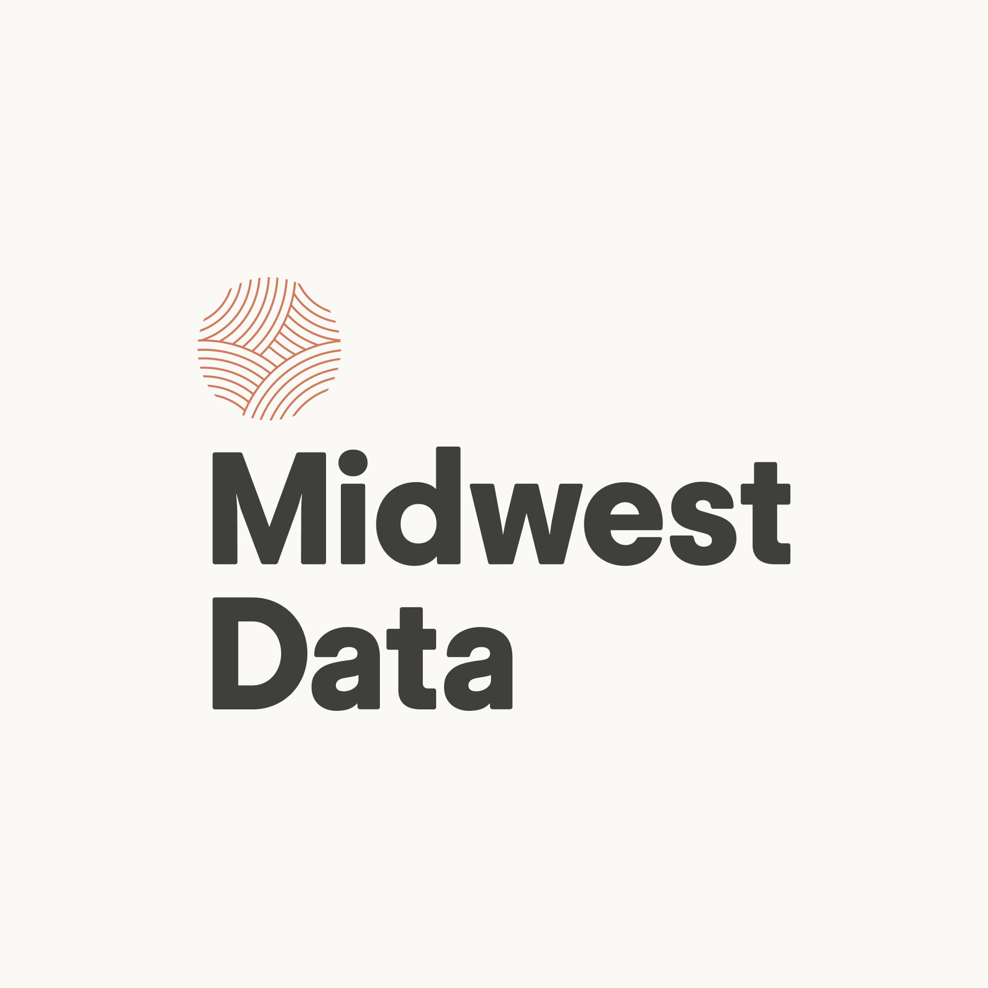Midwest Data text with a round logo made of curved lines above it on a light background.
