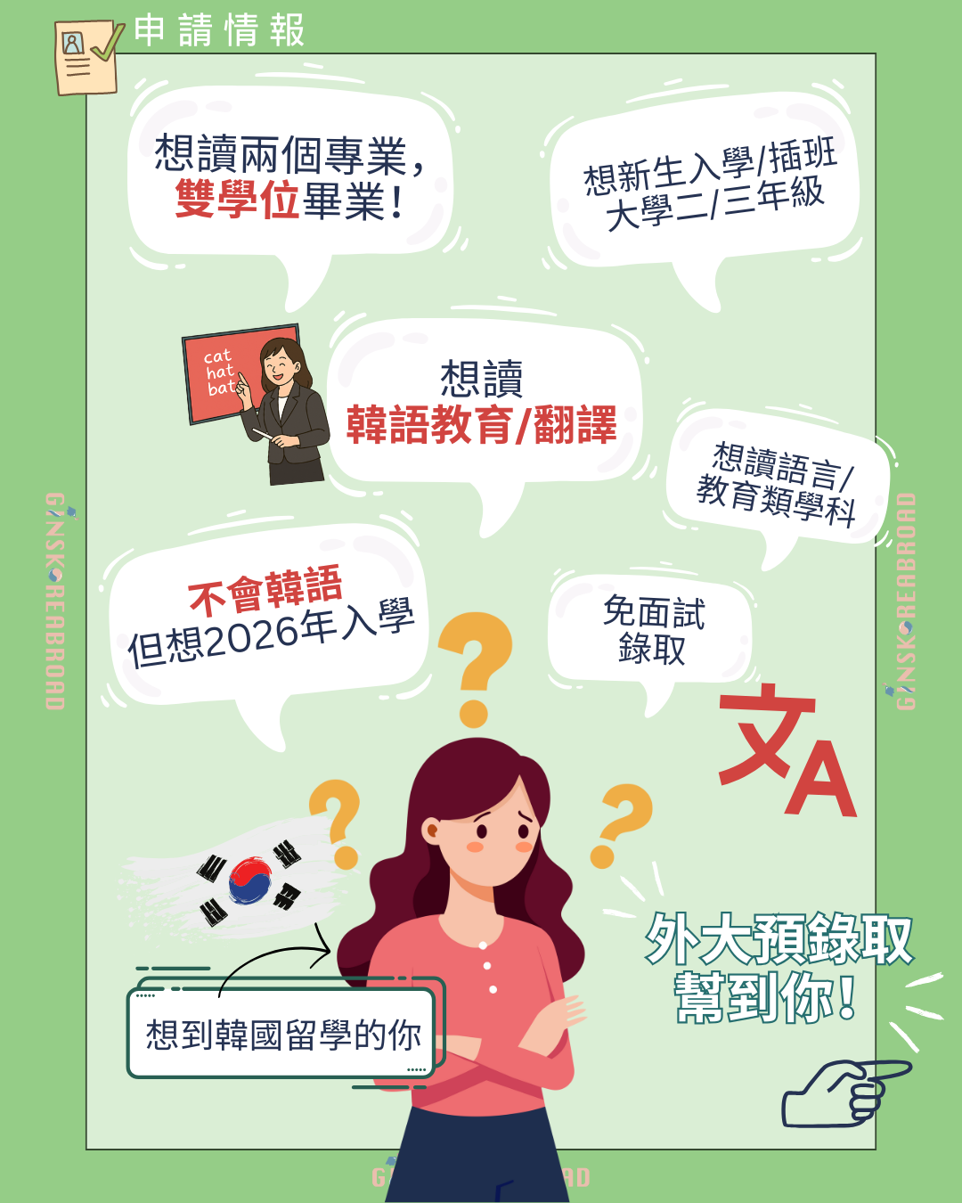 2026年9月入學：韓國外國語大學預錄取 直入本科！