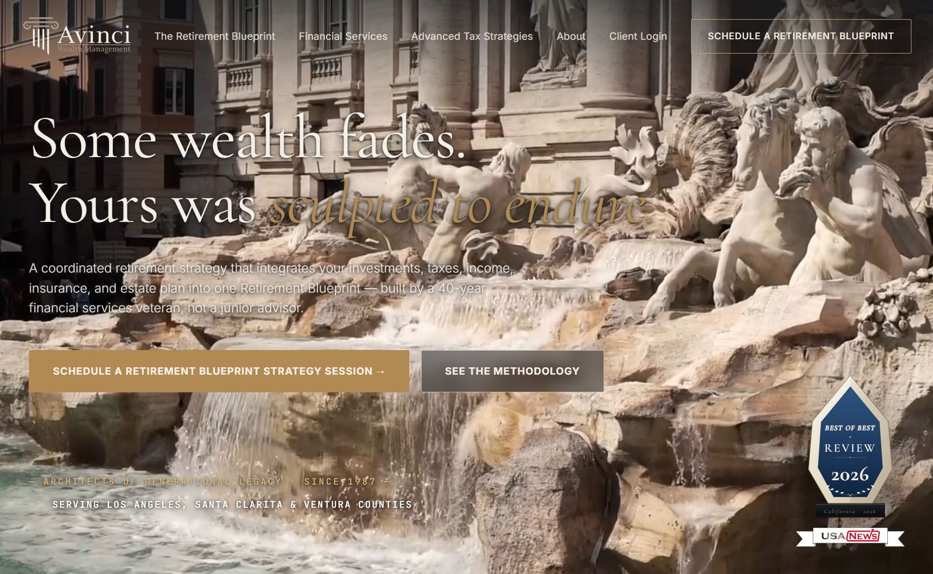 Avinci Wealth Management website homepage