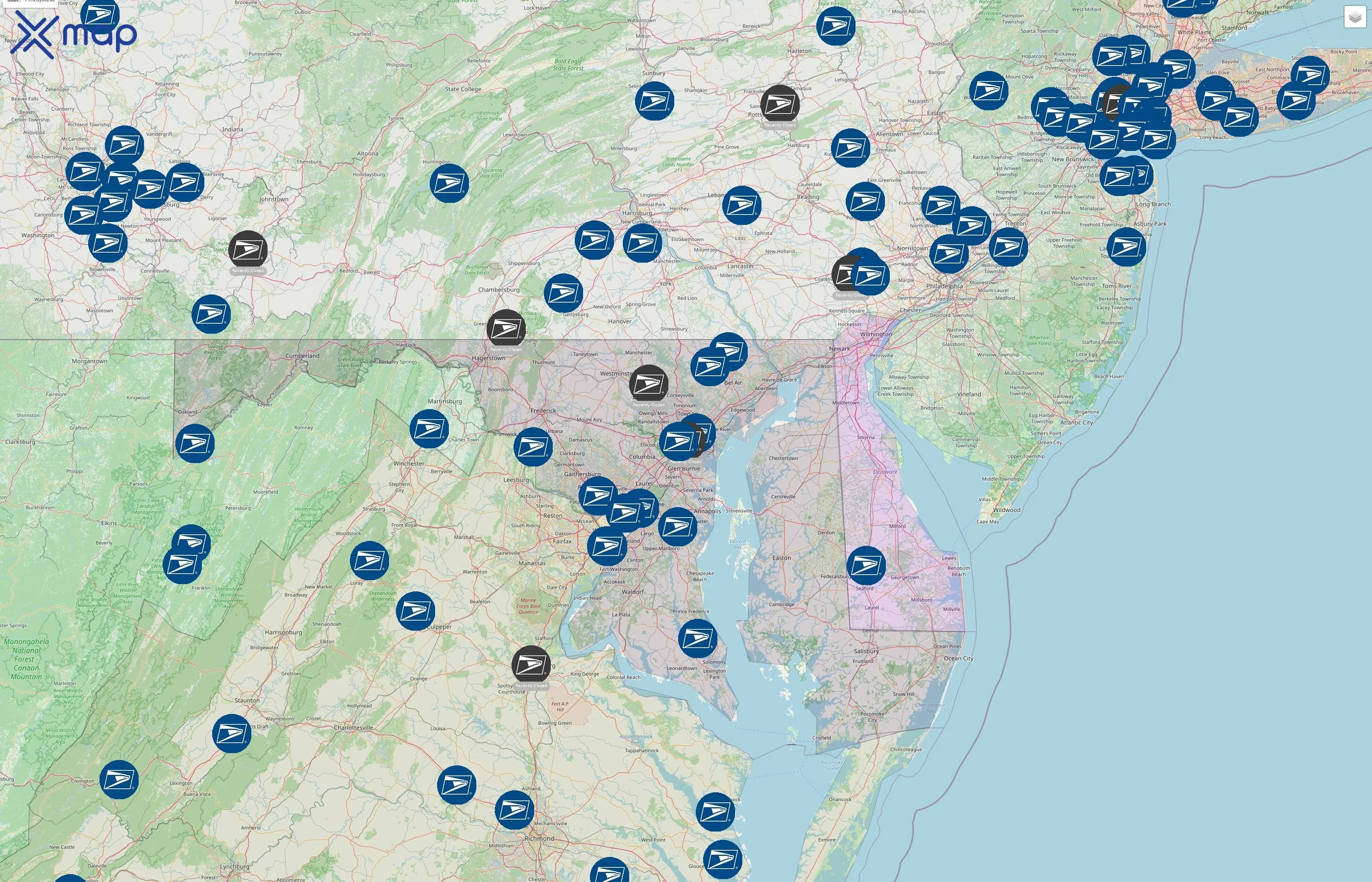 United States Postal Service street hotspots