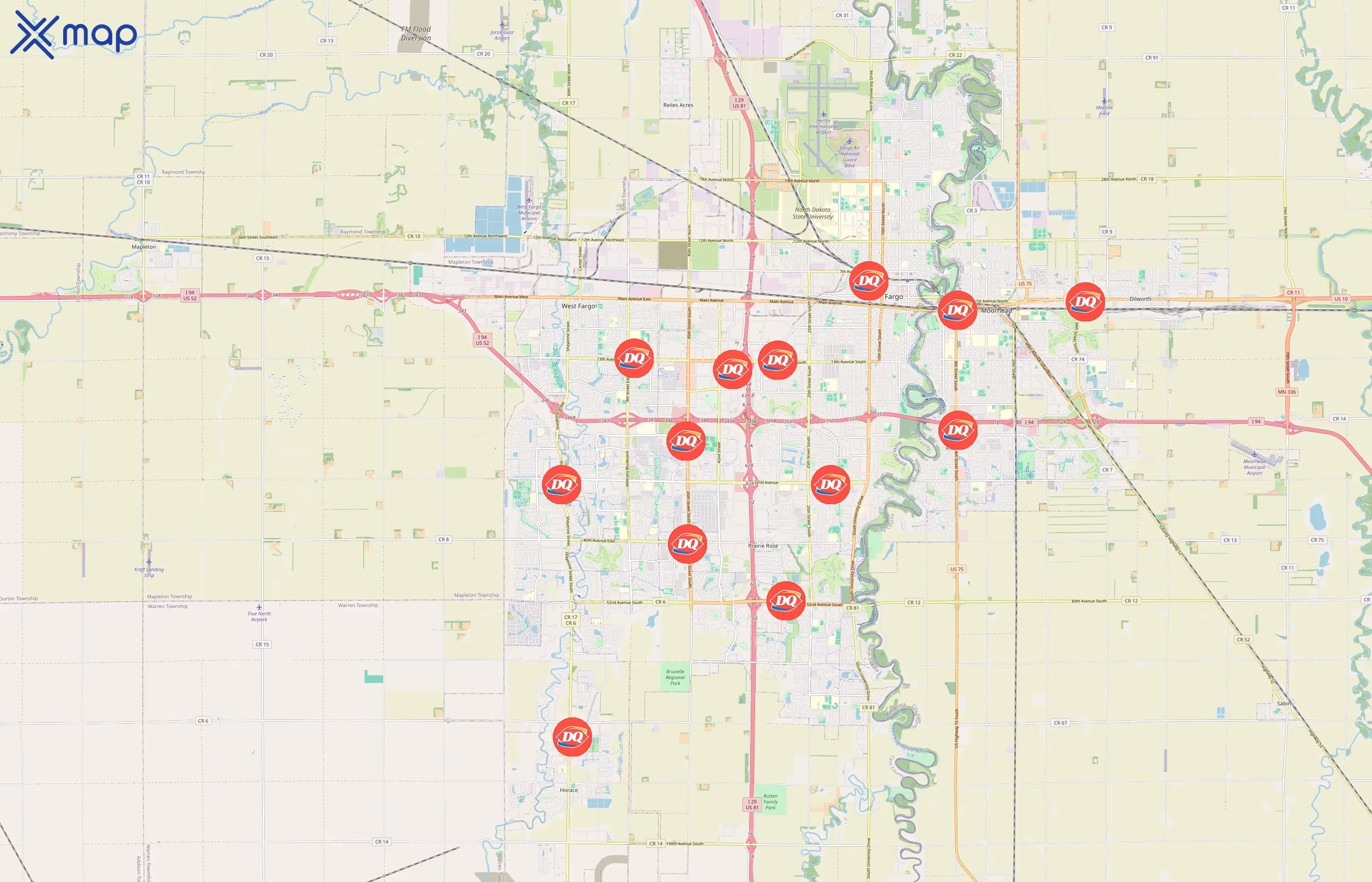 Dairy Queen area coverage