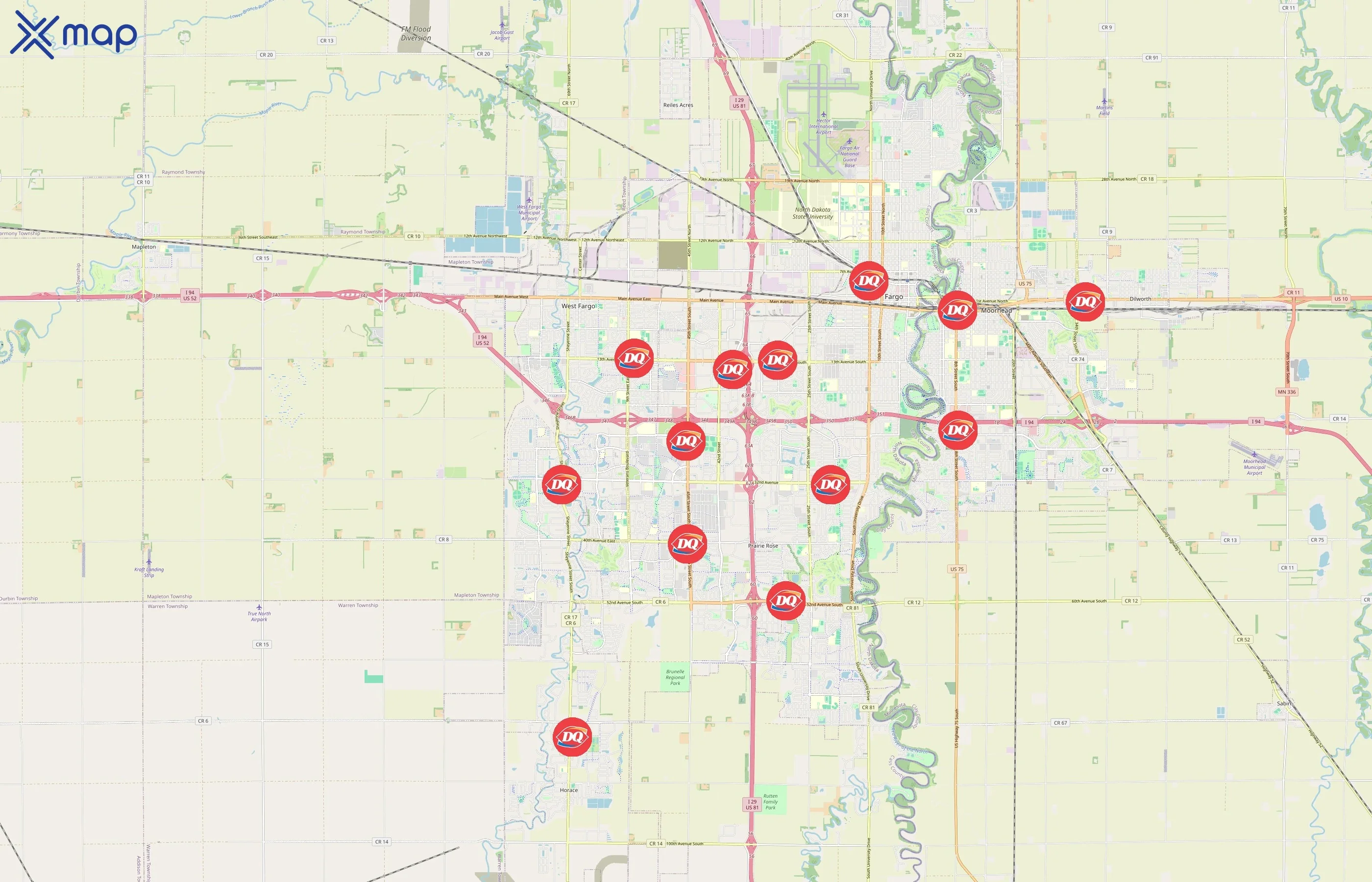 Dairy Queen area coverage