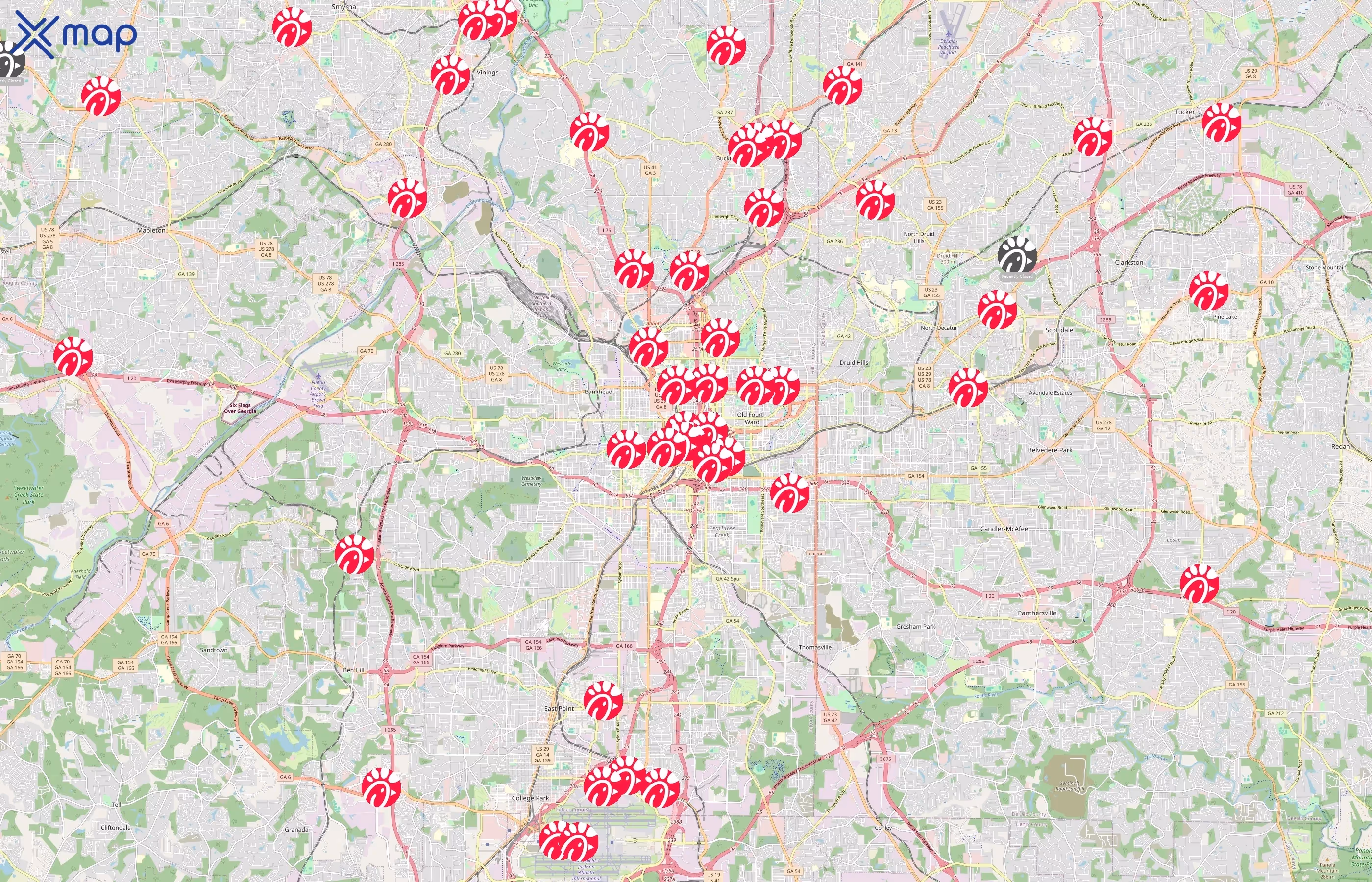 Chick-fil-A area coverage