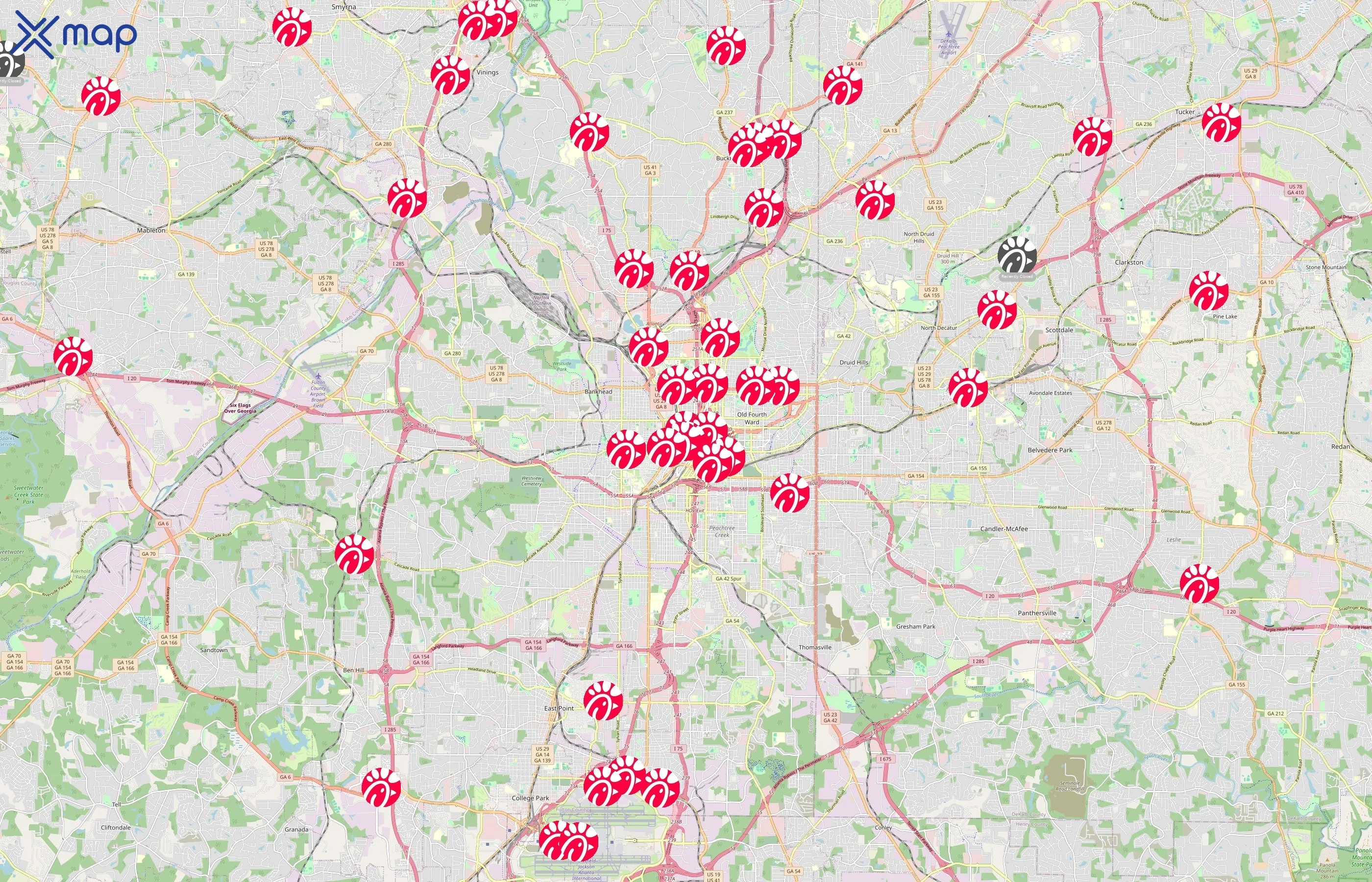 Chick-fil-A area coverage