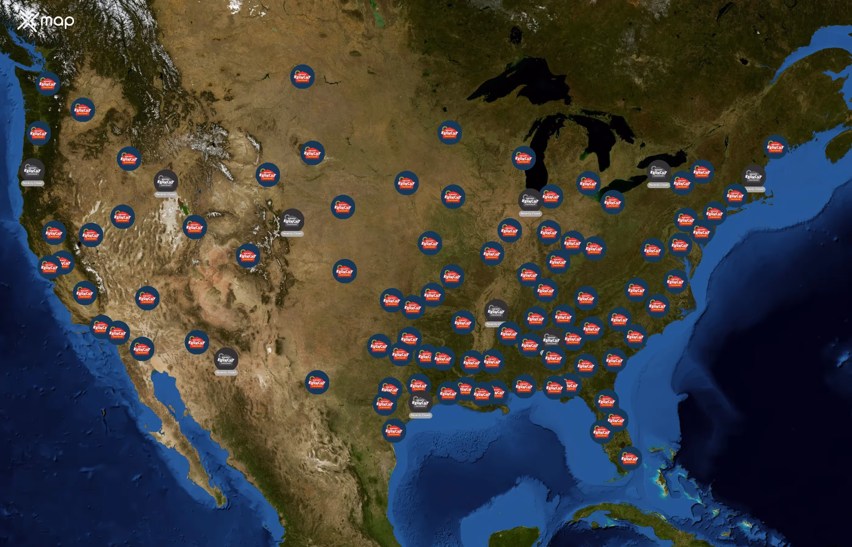 Krispy Krunchy Chicken state distribution
