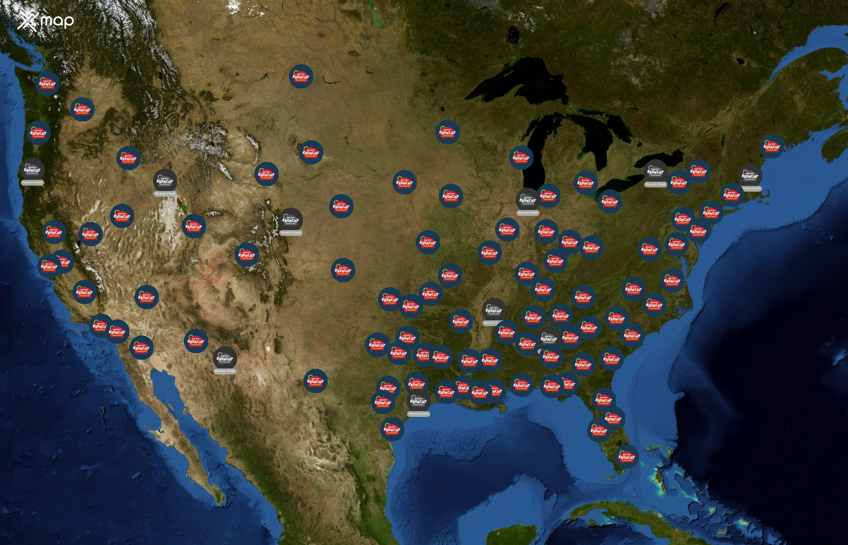 Krispy Krunchy Chicken state distribution