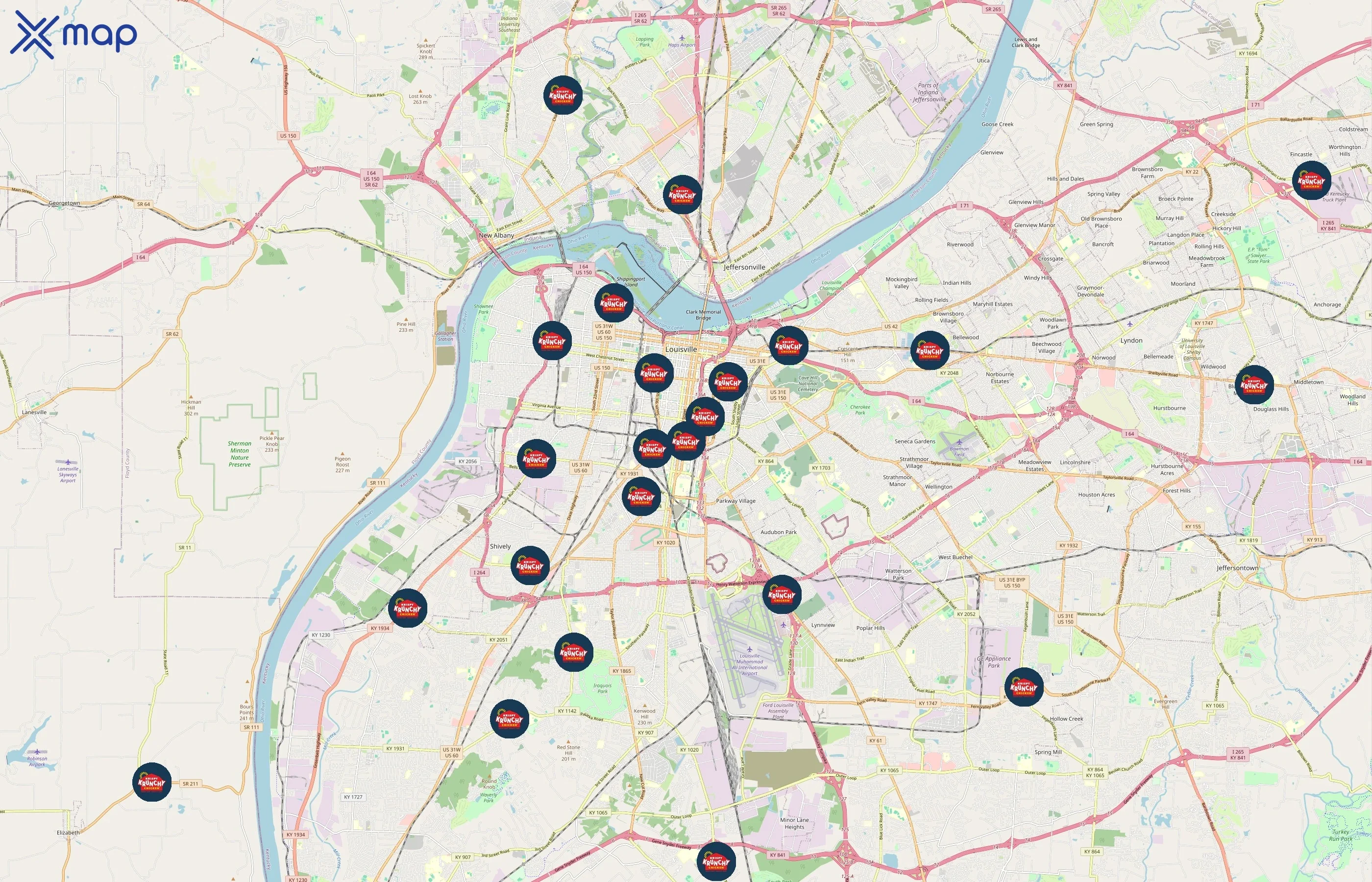 Krispy Krunchy Chicken area coverage