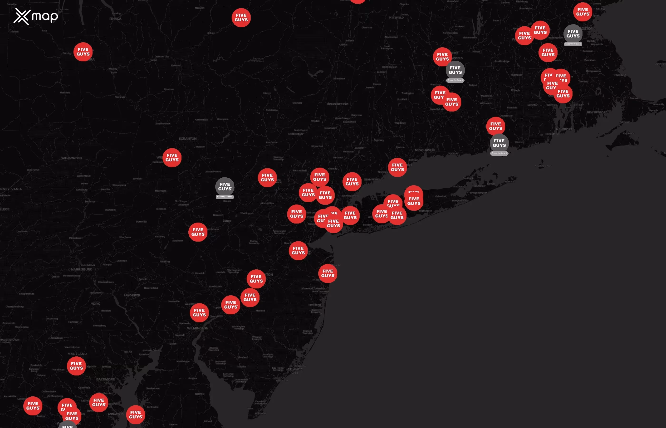 Five Guys city distribution