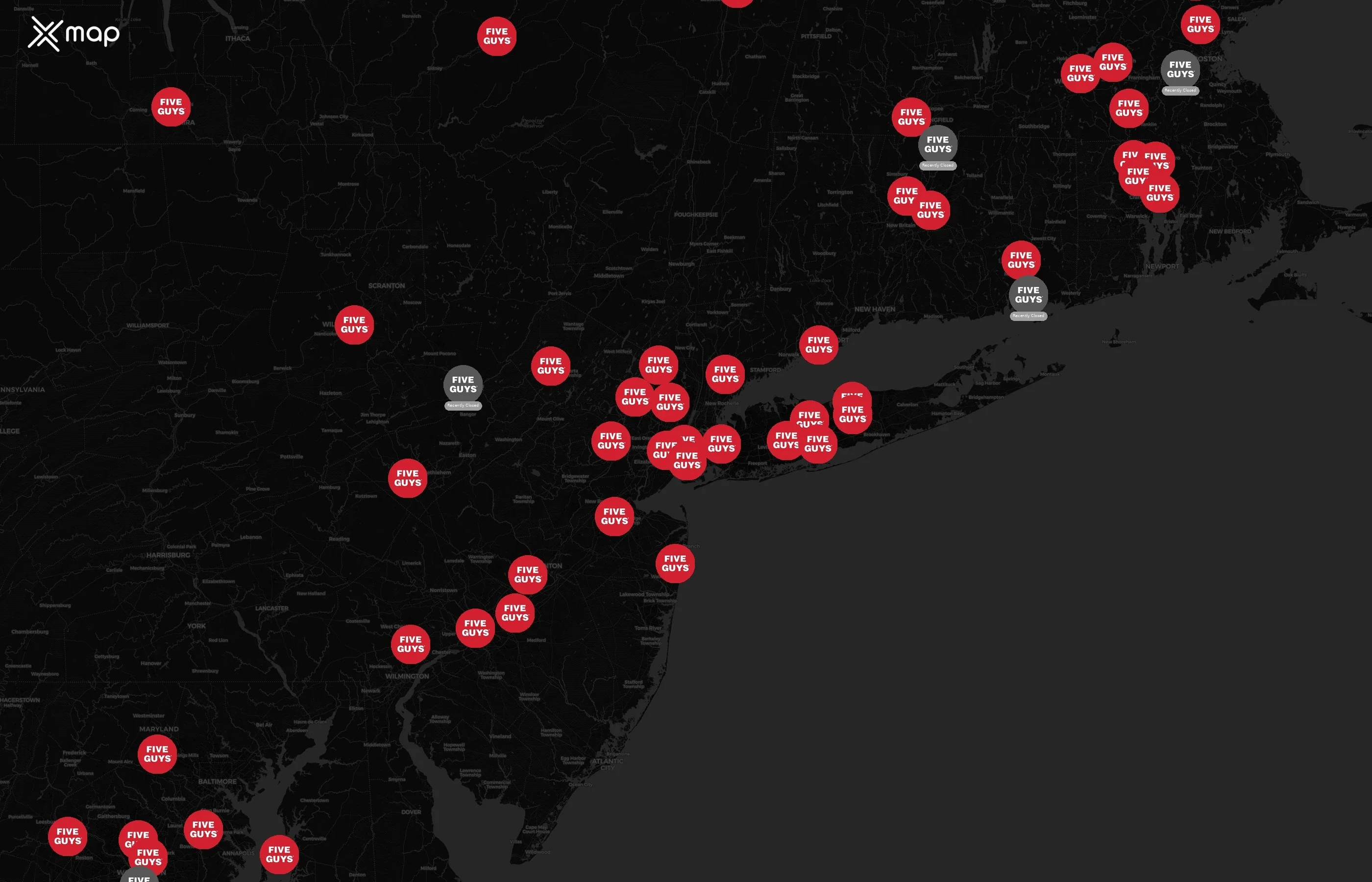 Five Guys city distribution