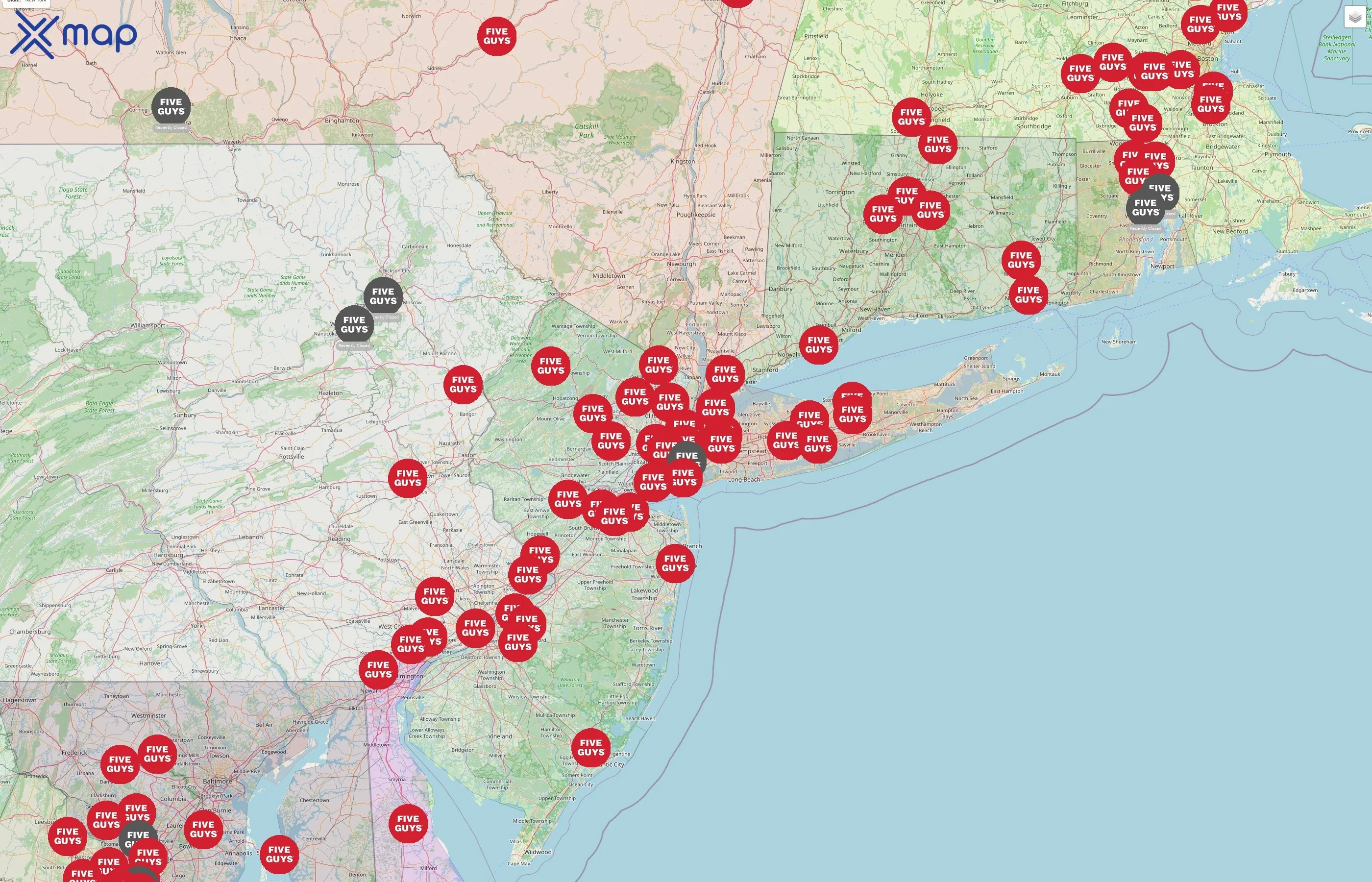 Five Guys street hotspots