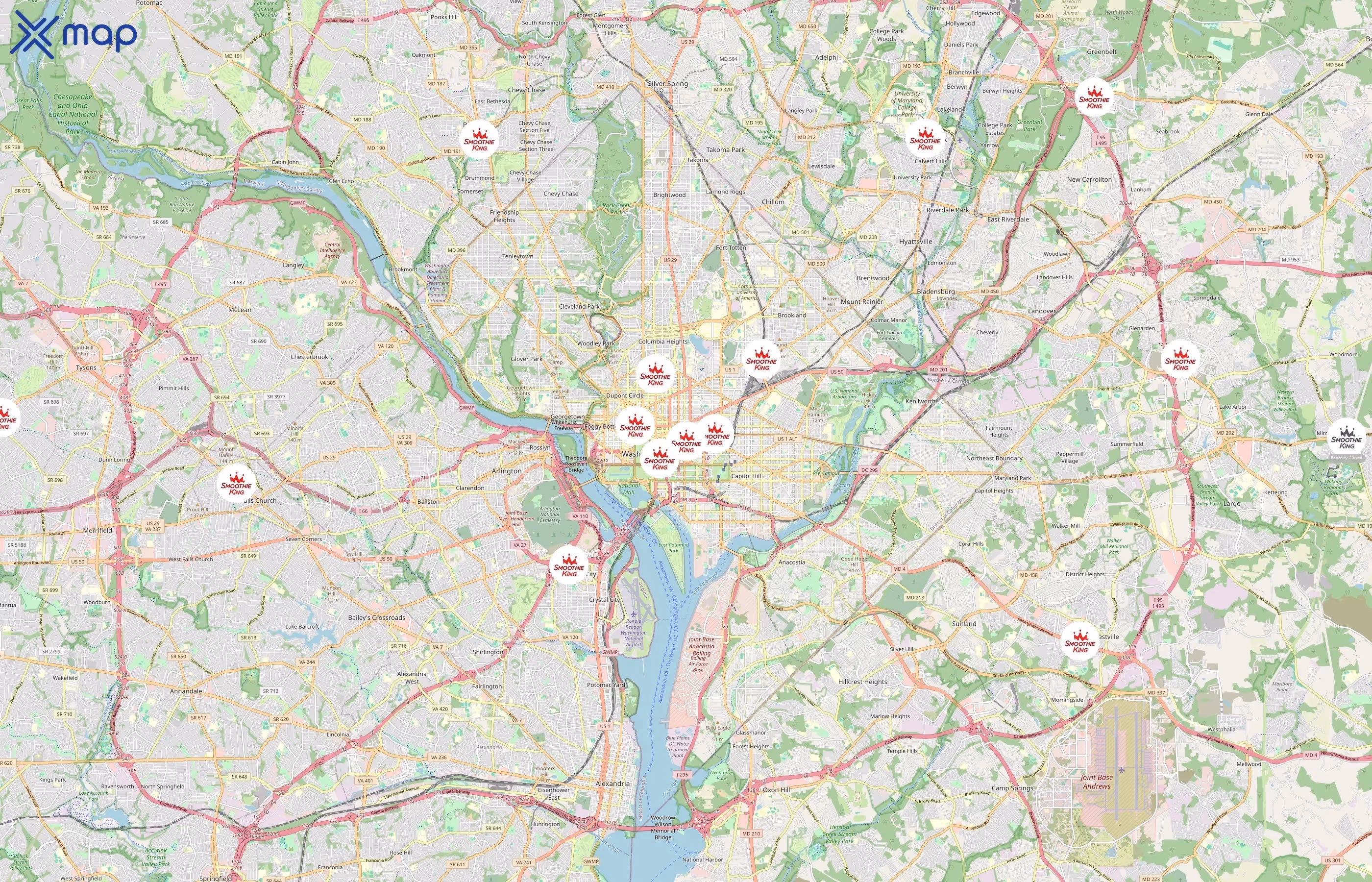 Smoothie King area coverage