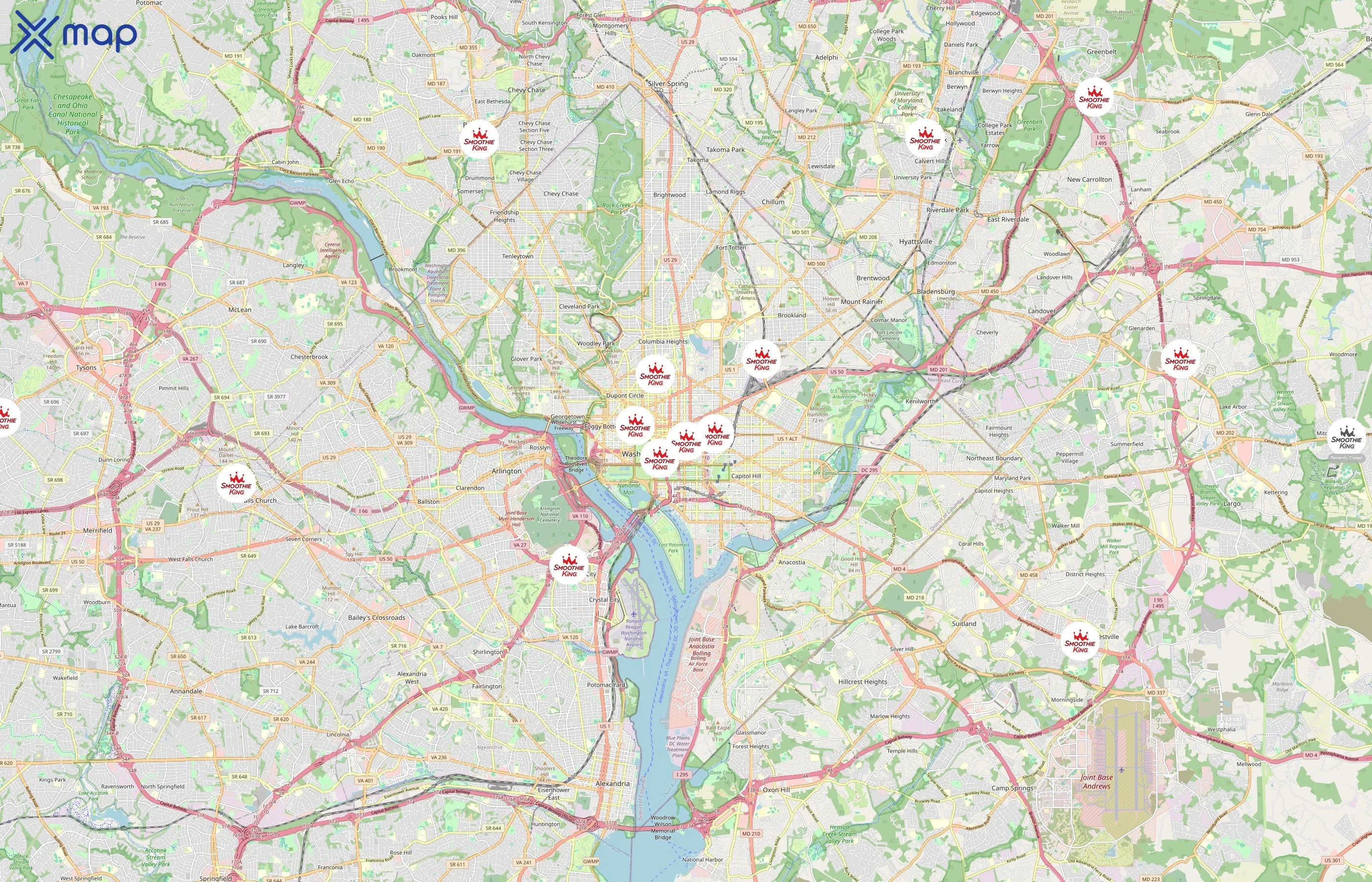 Smoothie King area coverage