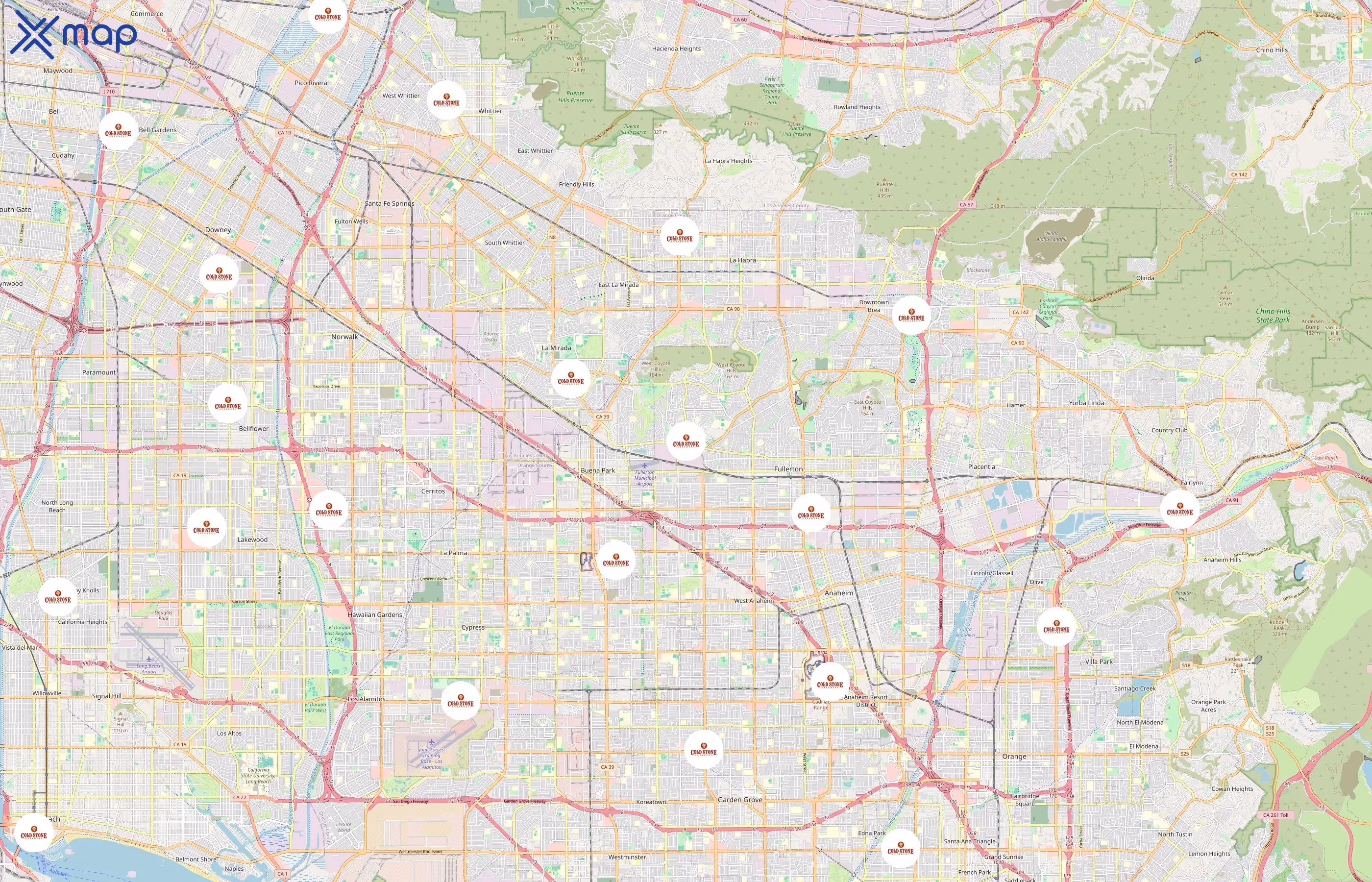 Cold Stone Creamery area coverage