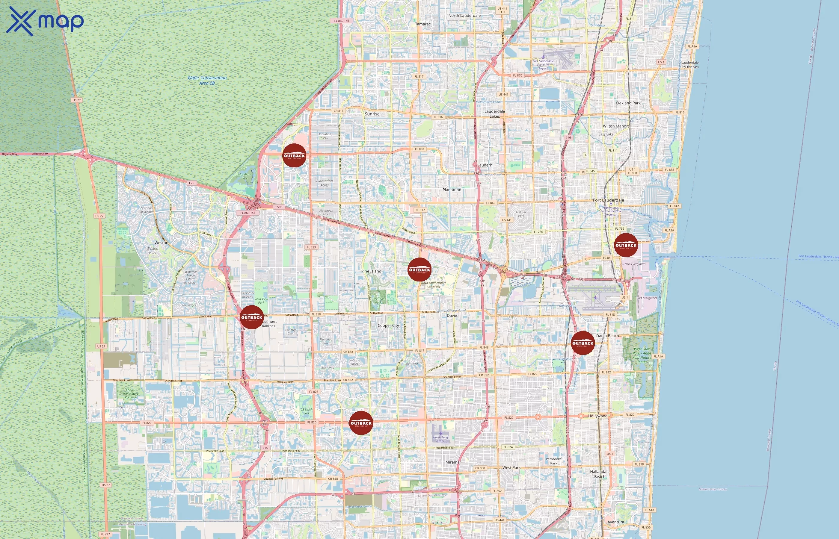 Outback Steakhouse area coverage