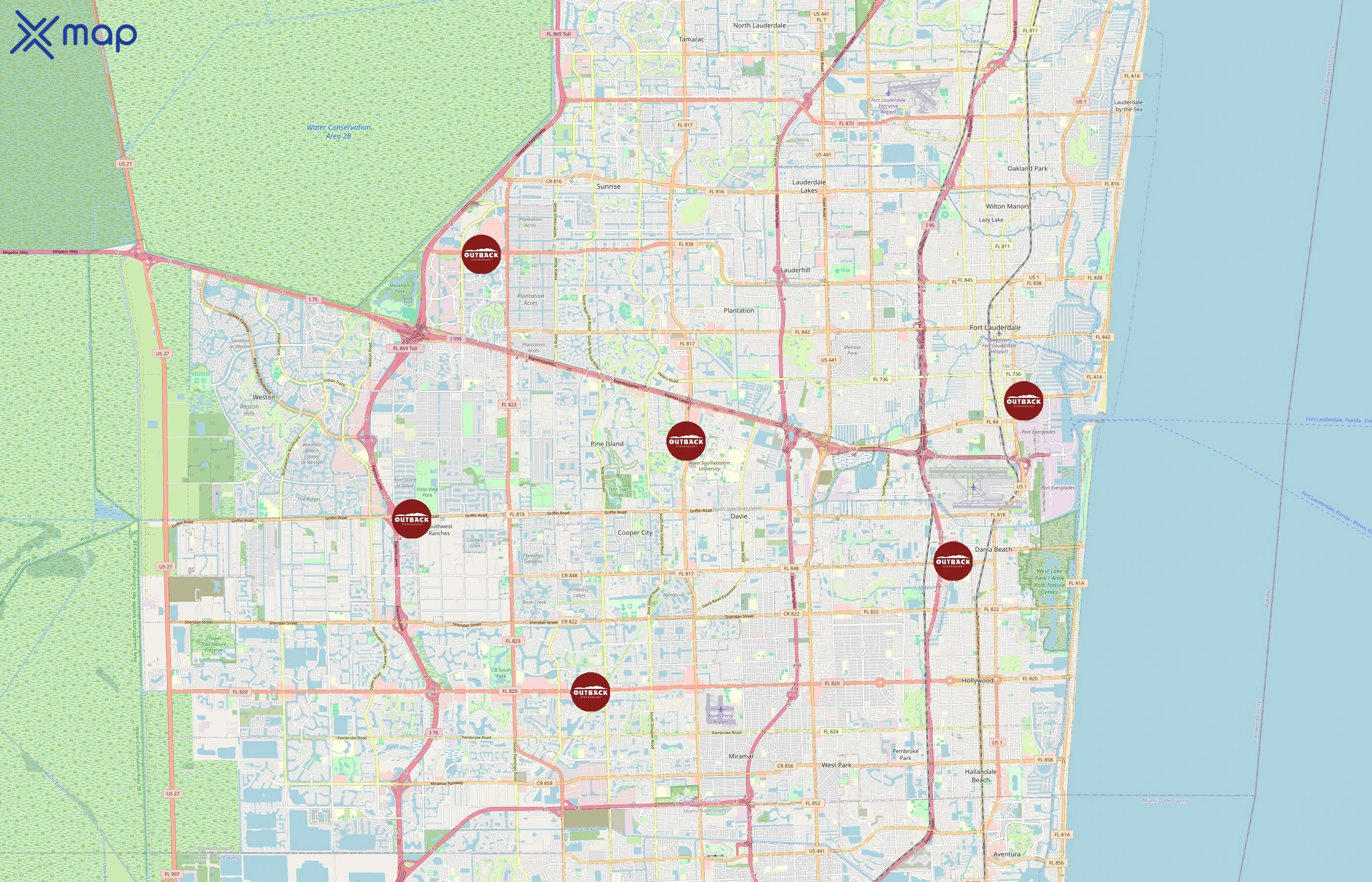 Outback Steakhouse area coverage
