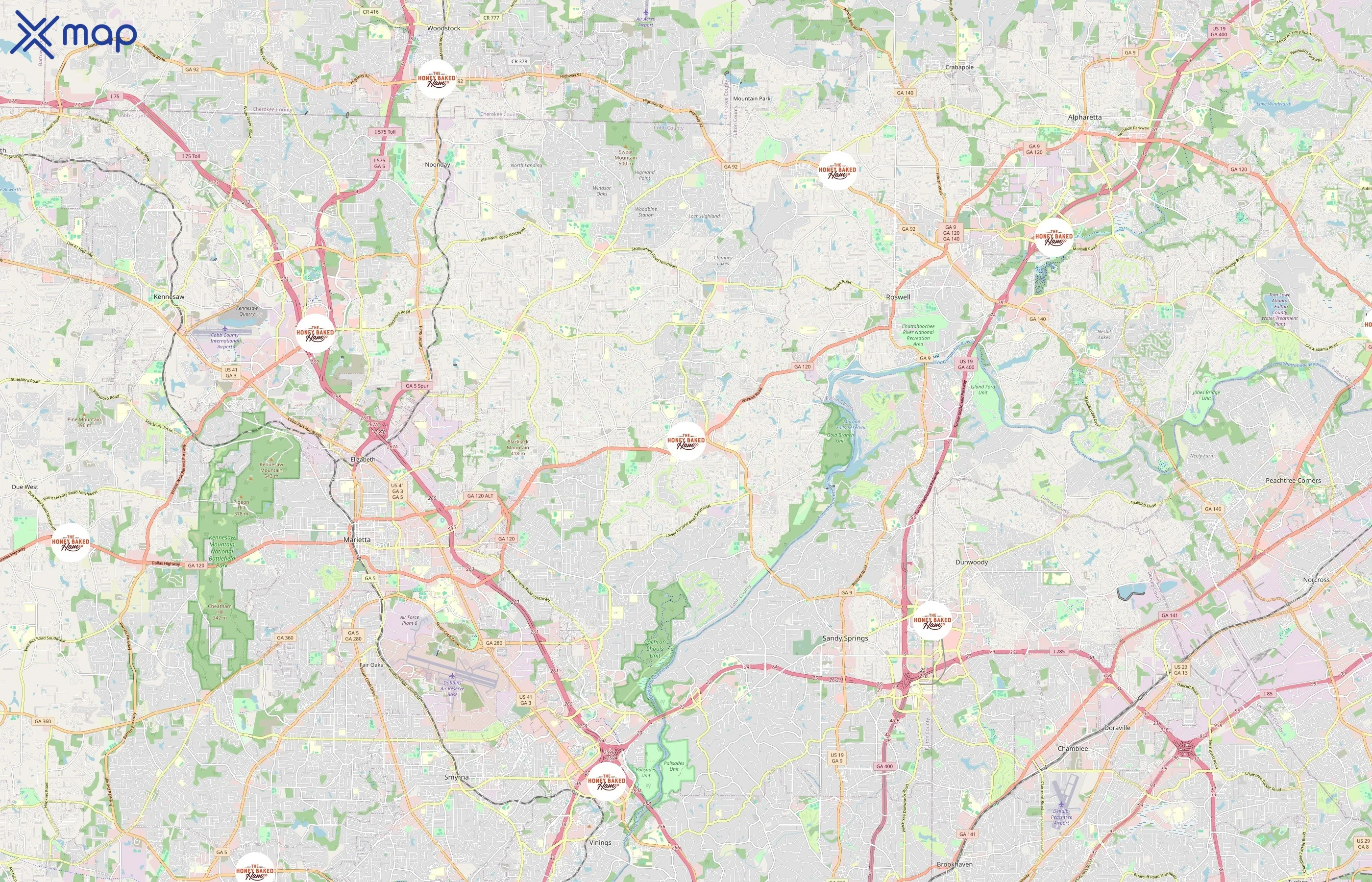 The Honey Baked Ham Company area coverage