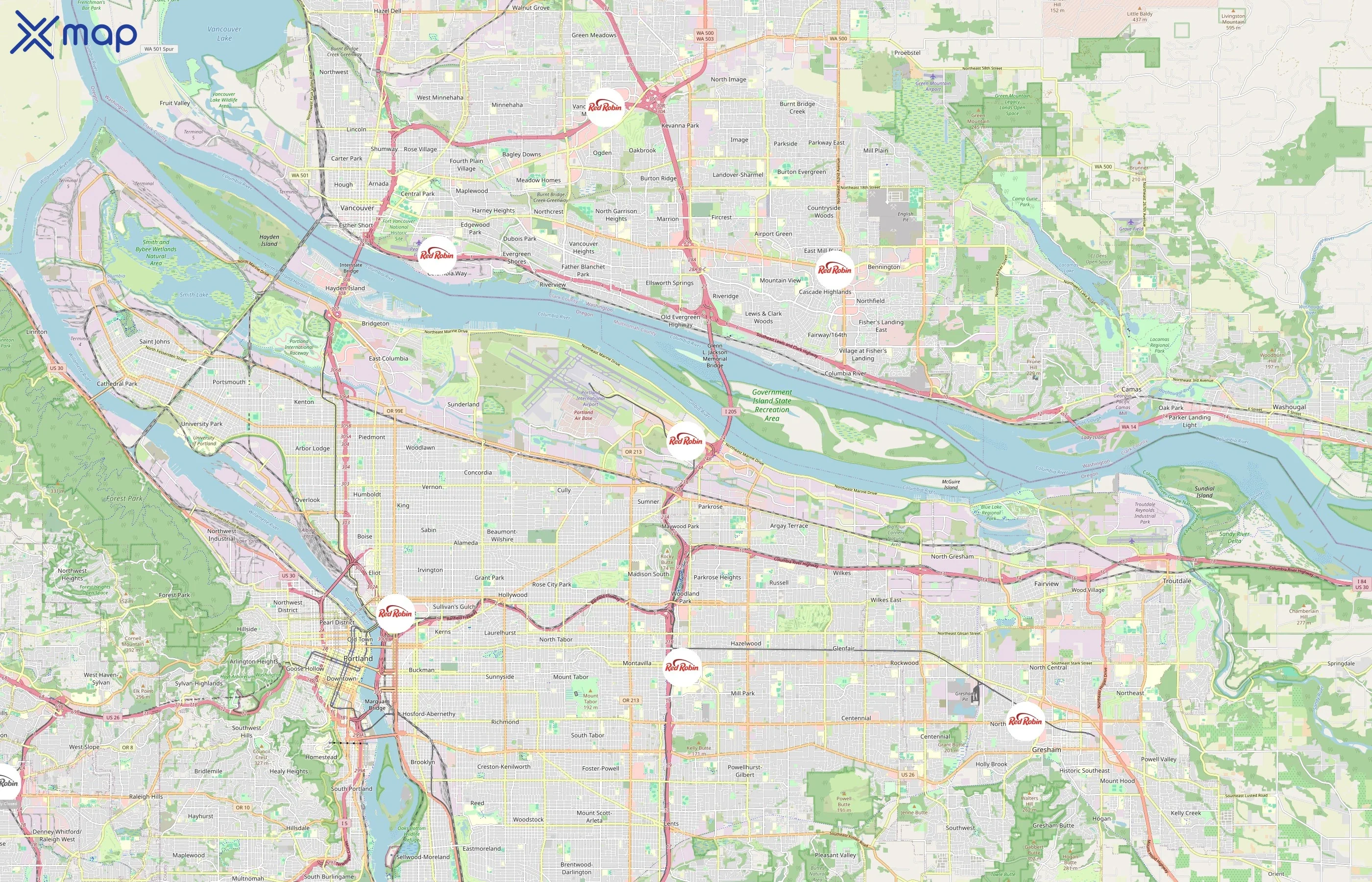 Red Robin Gourmet Burgers area coverage