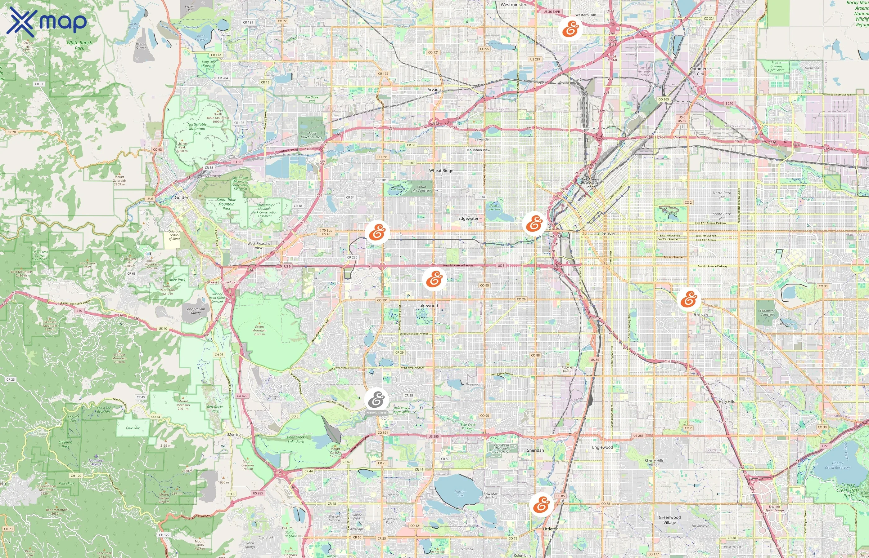 A&W Restaurants area coverage