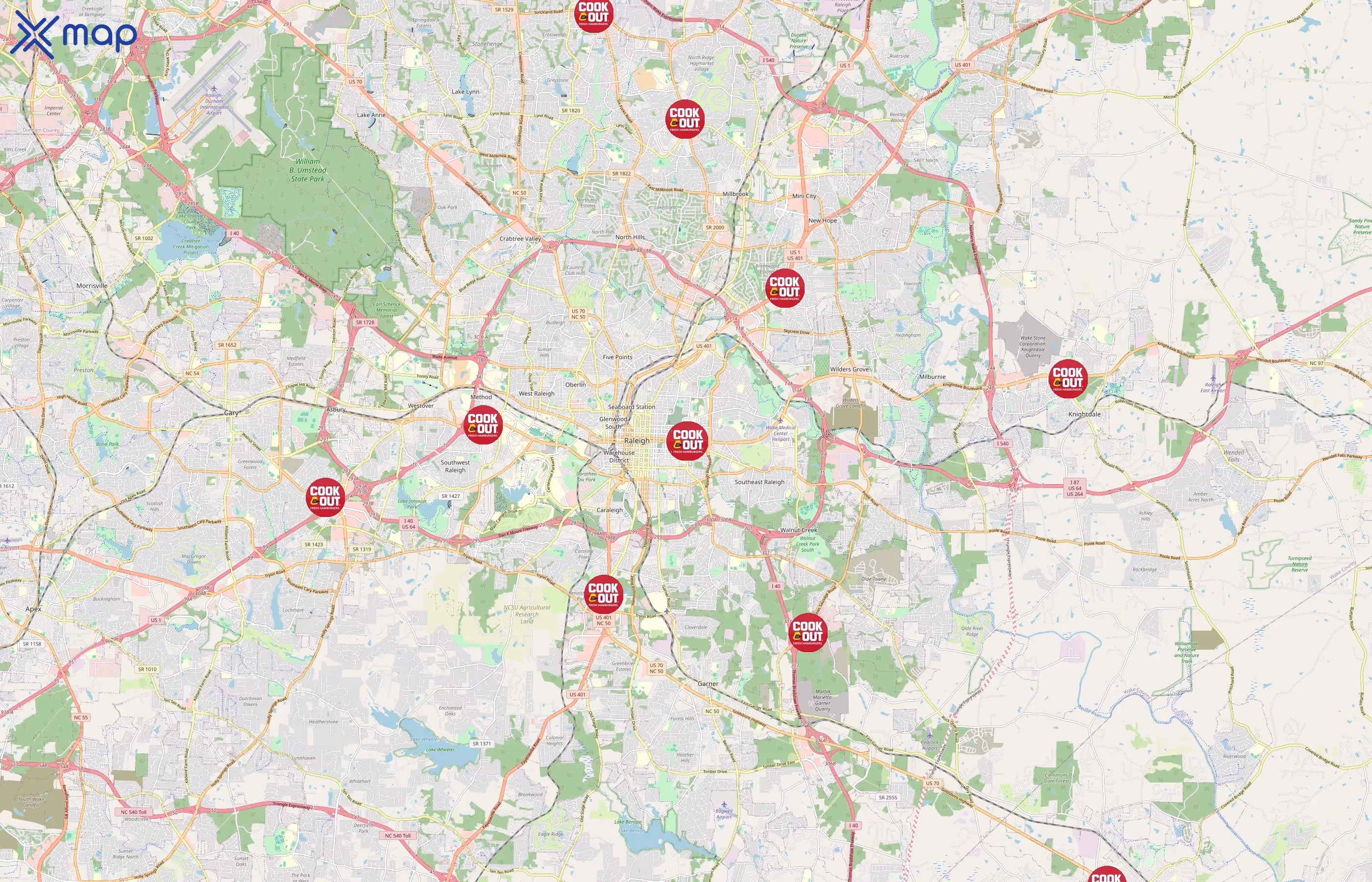 Cook Out area coverage