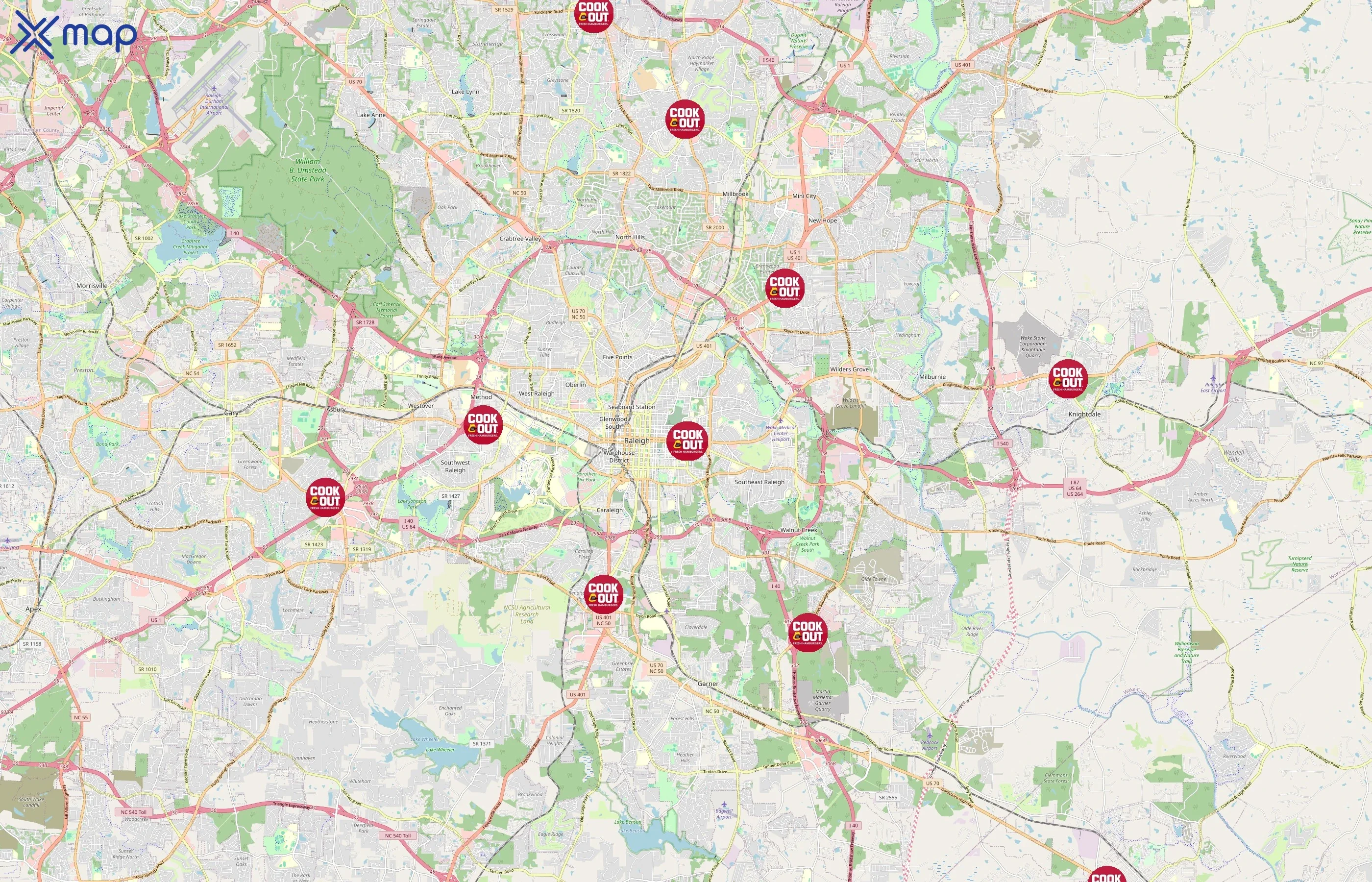 Cook Out area coverage