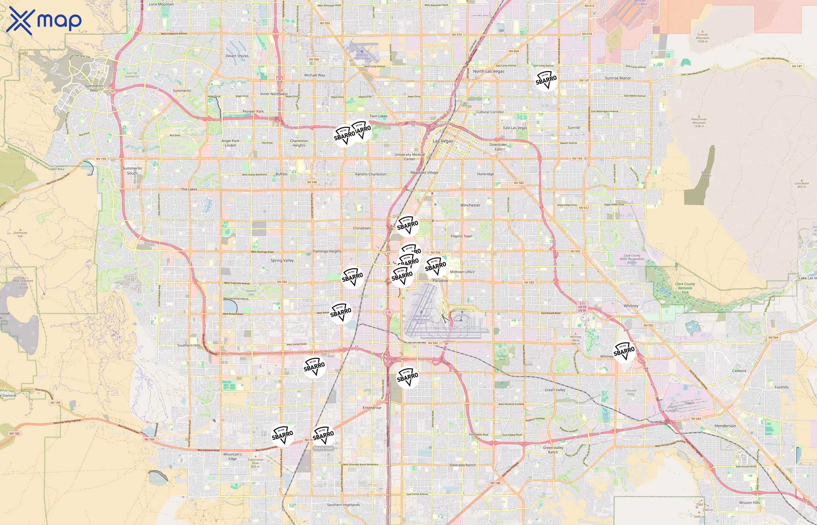 Sbarro area coverage