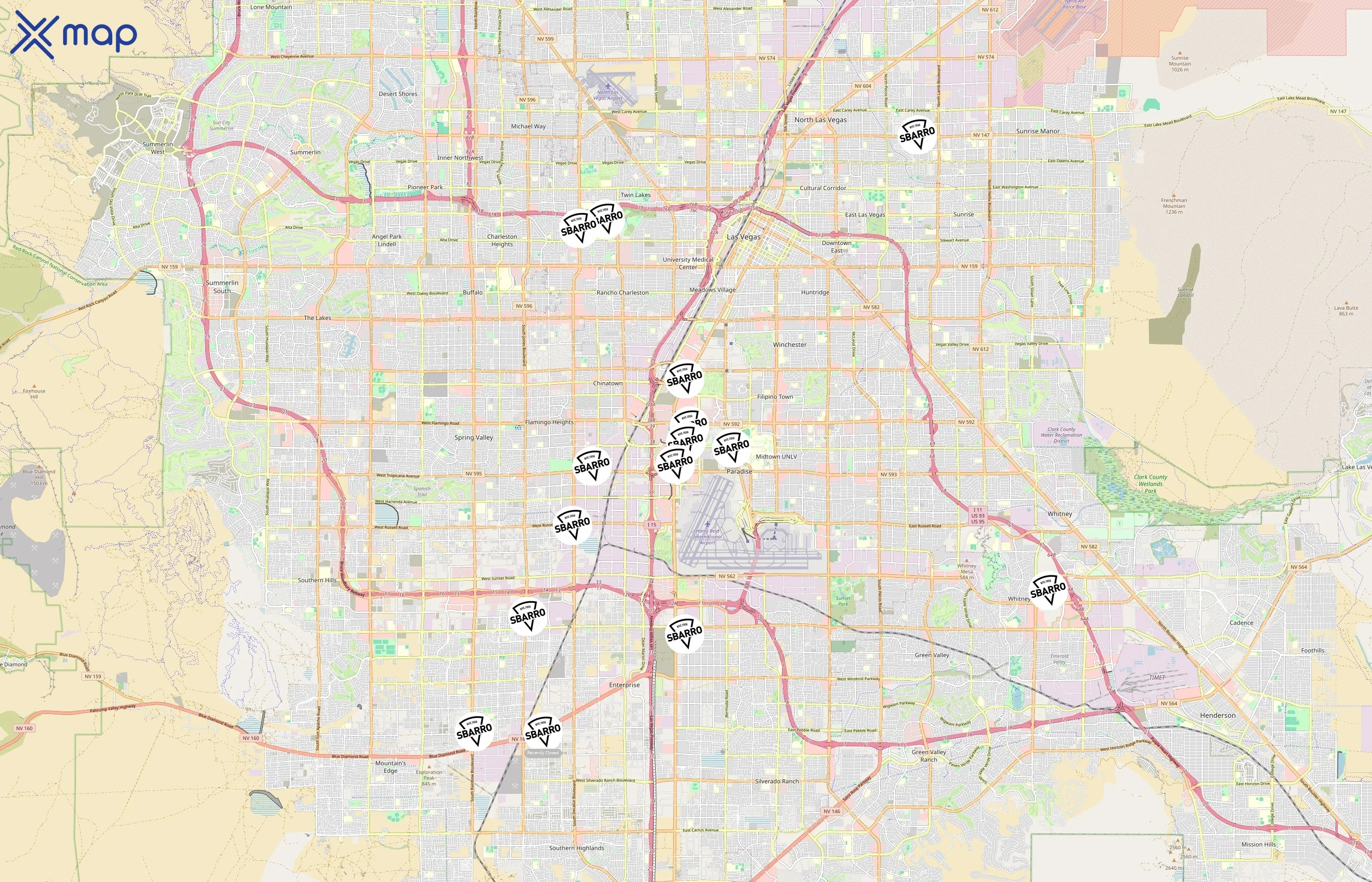 Sbarro area coverage