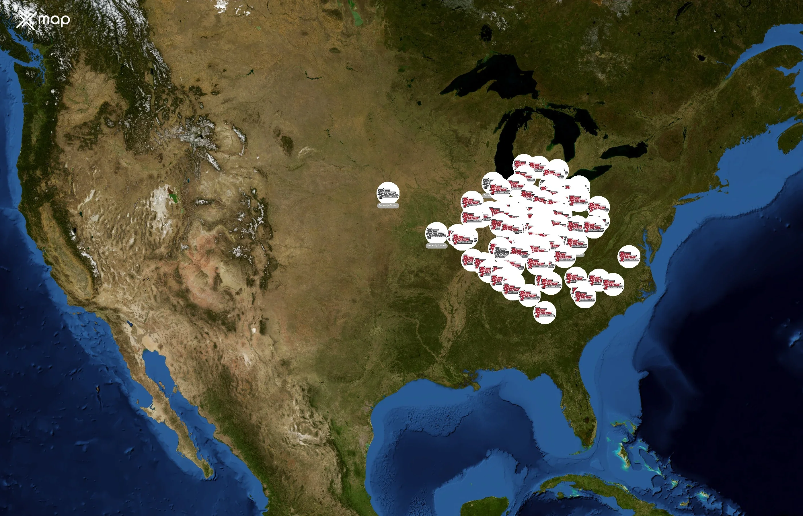 Penn Station East Coast Subs state distribution