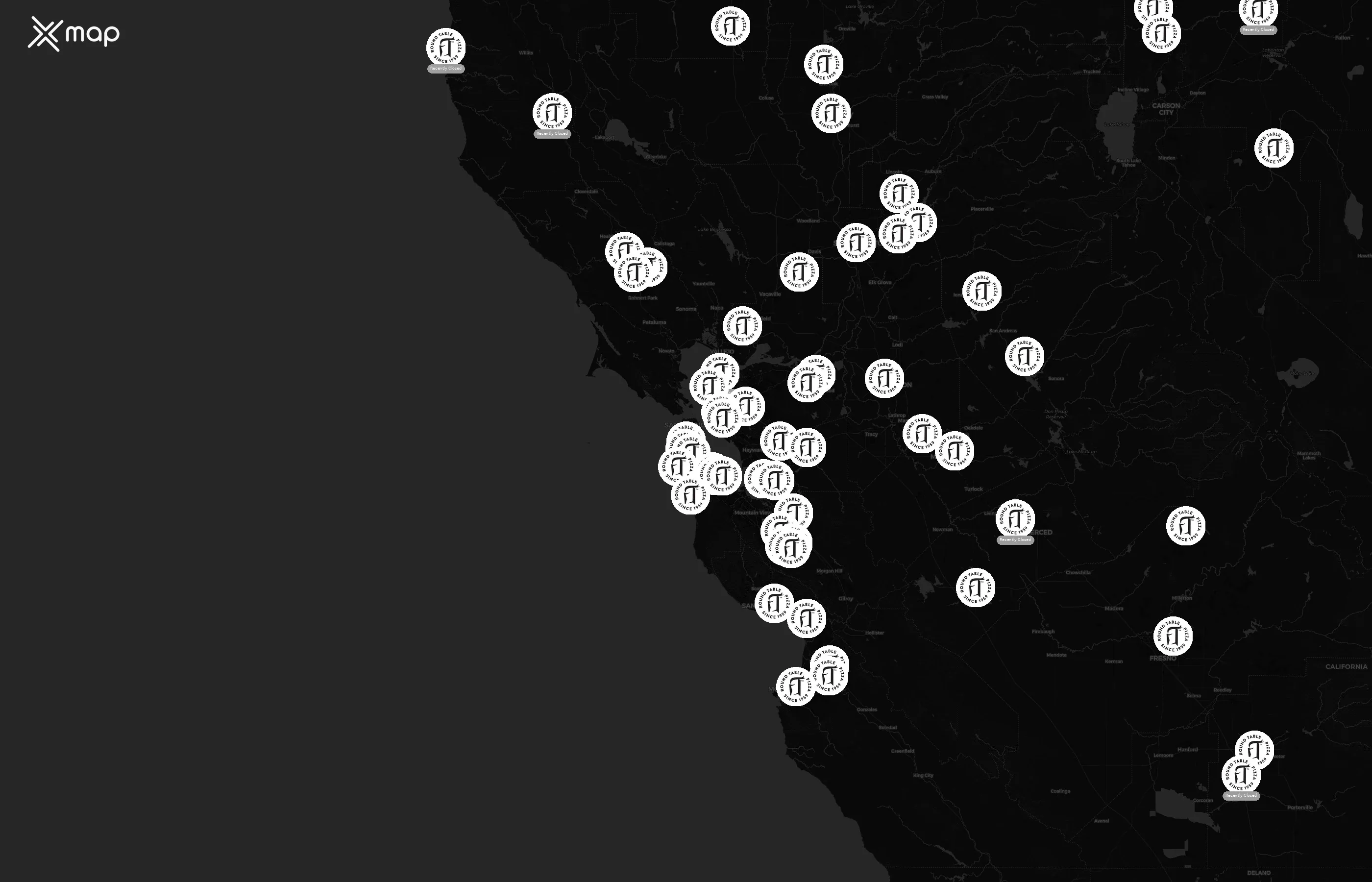 Round Table Pizza city distribution