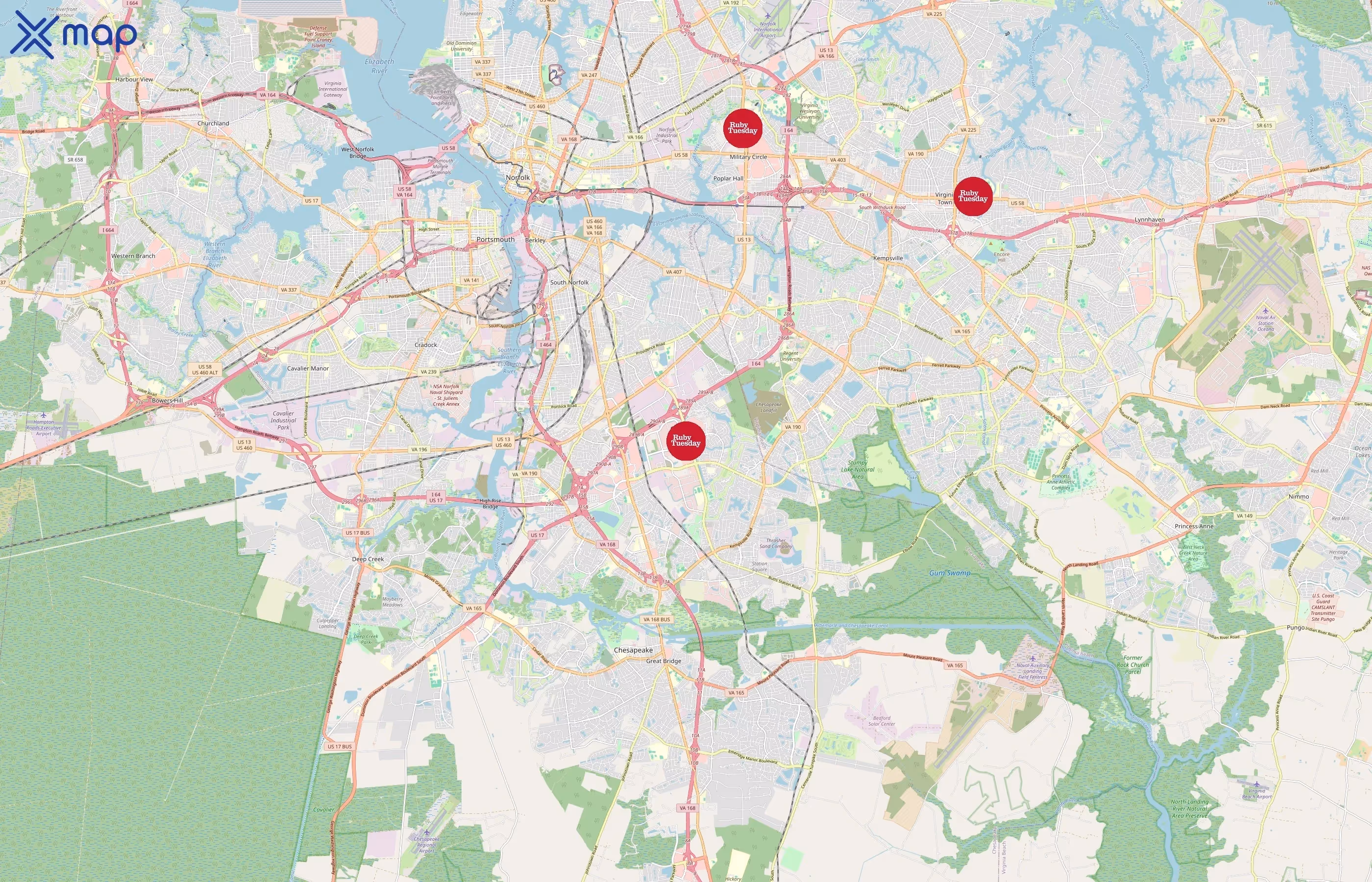 Ruby Tuesday area coverage