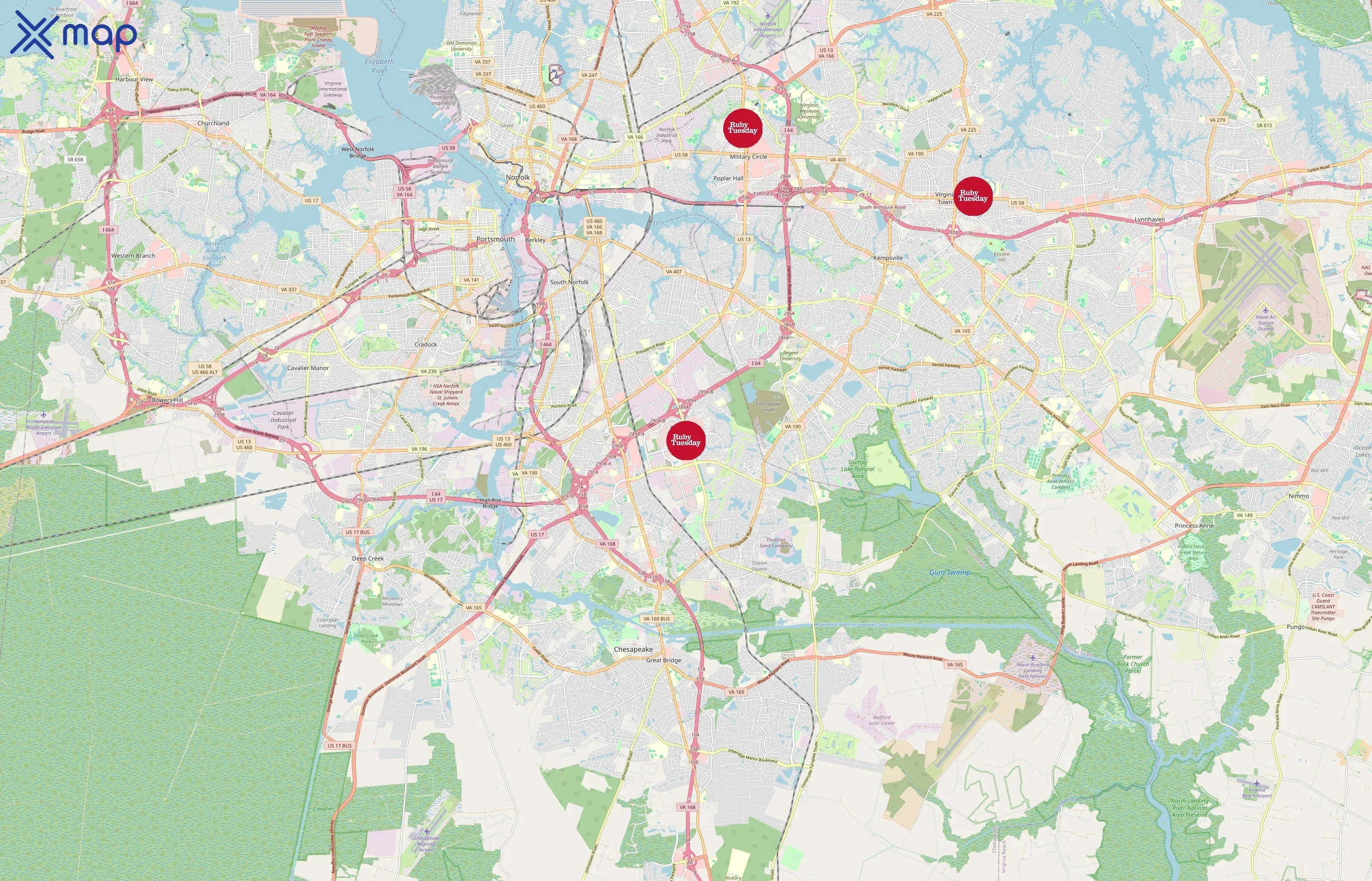 Ruby Tuesday area coverage