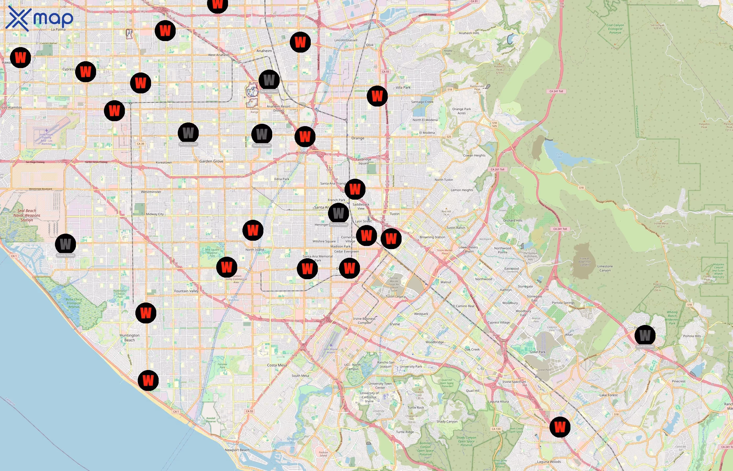 WaBa Grill area coverage