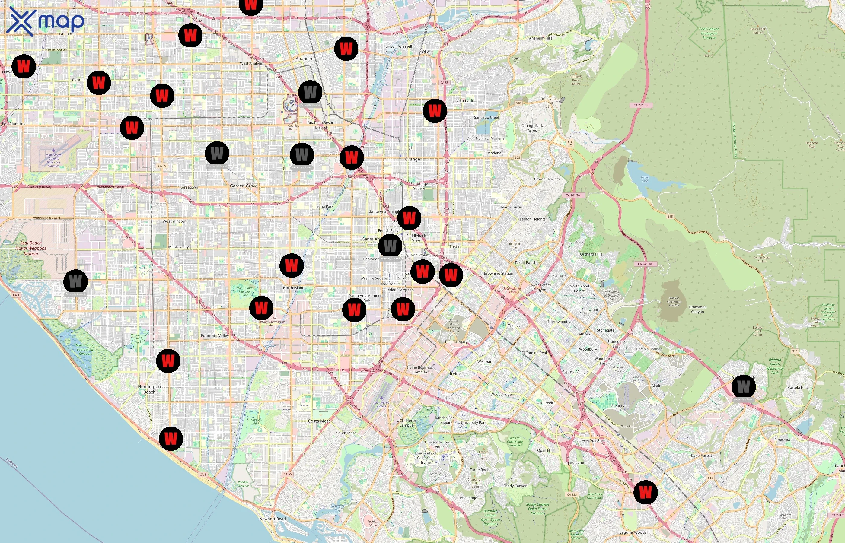 WaBa Grill area coverage