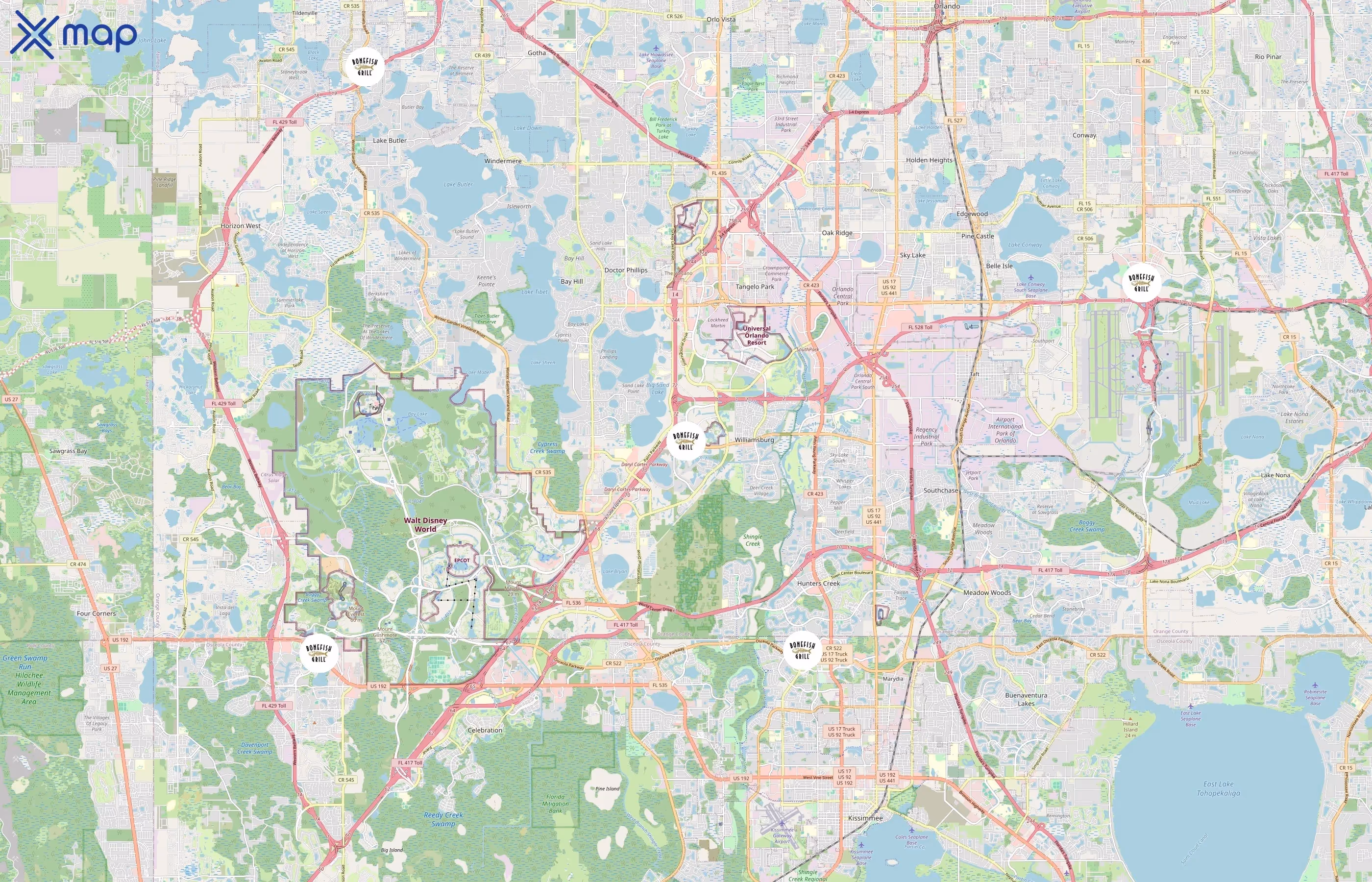 Bonefish Grill area coverage