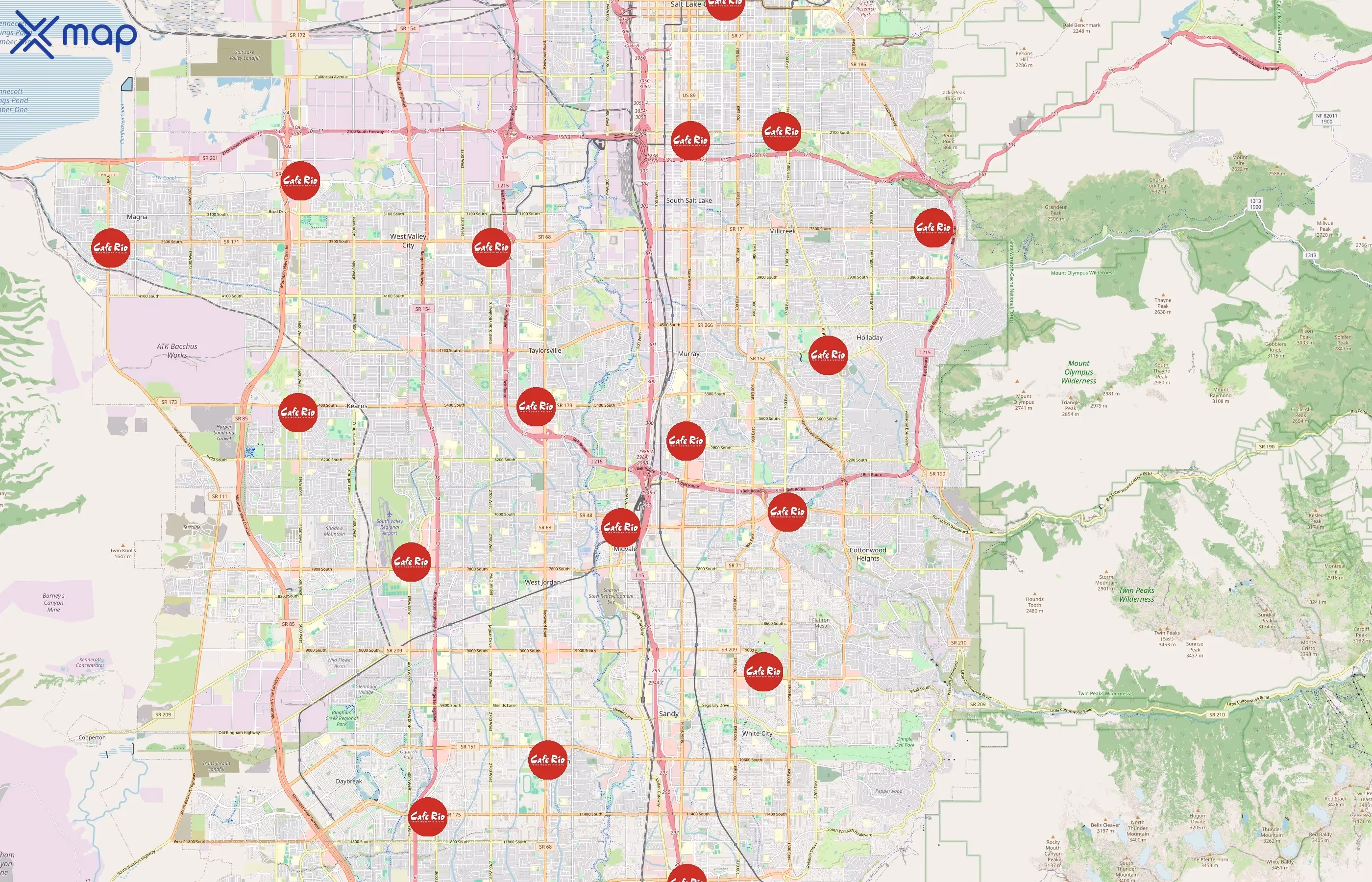 Cafe Rio area coverage