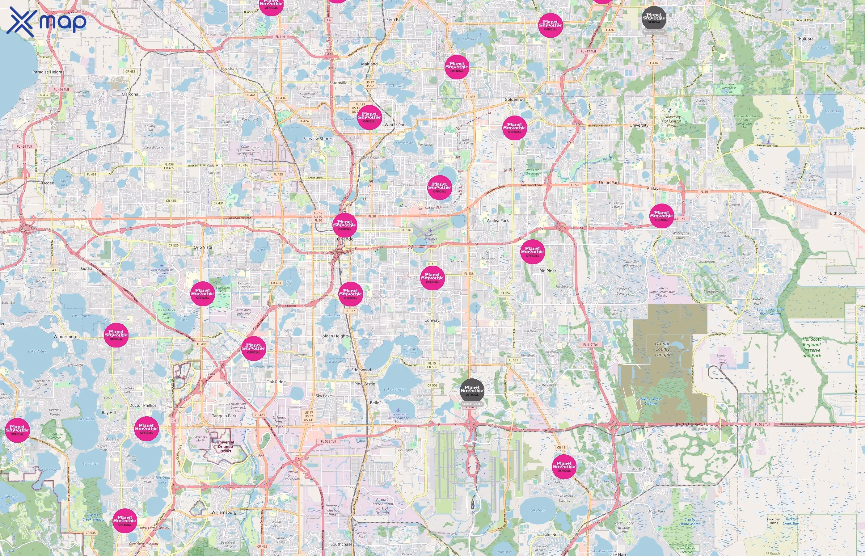 Planet Smoothie area coverage